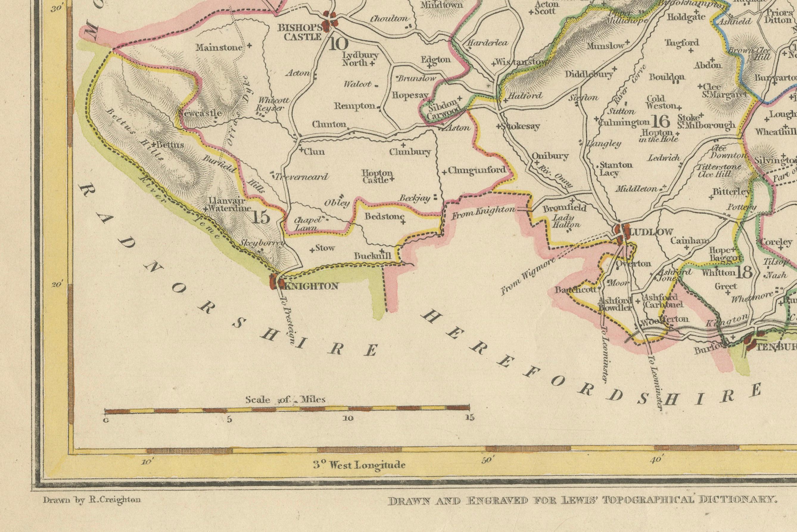 Map of Shropshire, 1844: Telford, Shrewsbury, Oswestry, Bridgnorth & Wellington For Sale 2