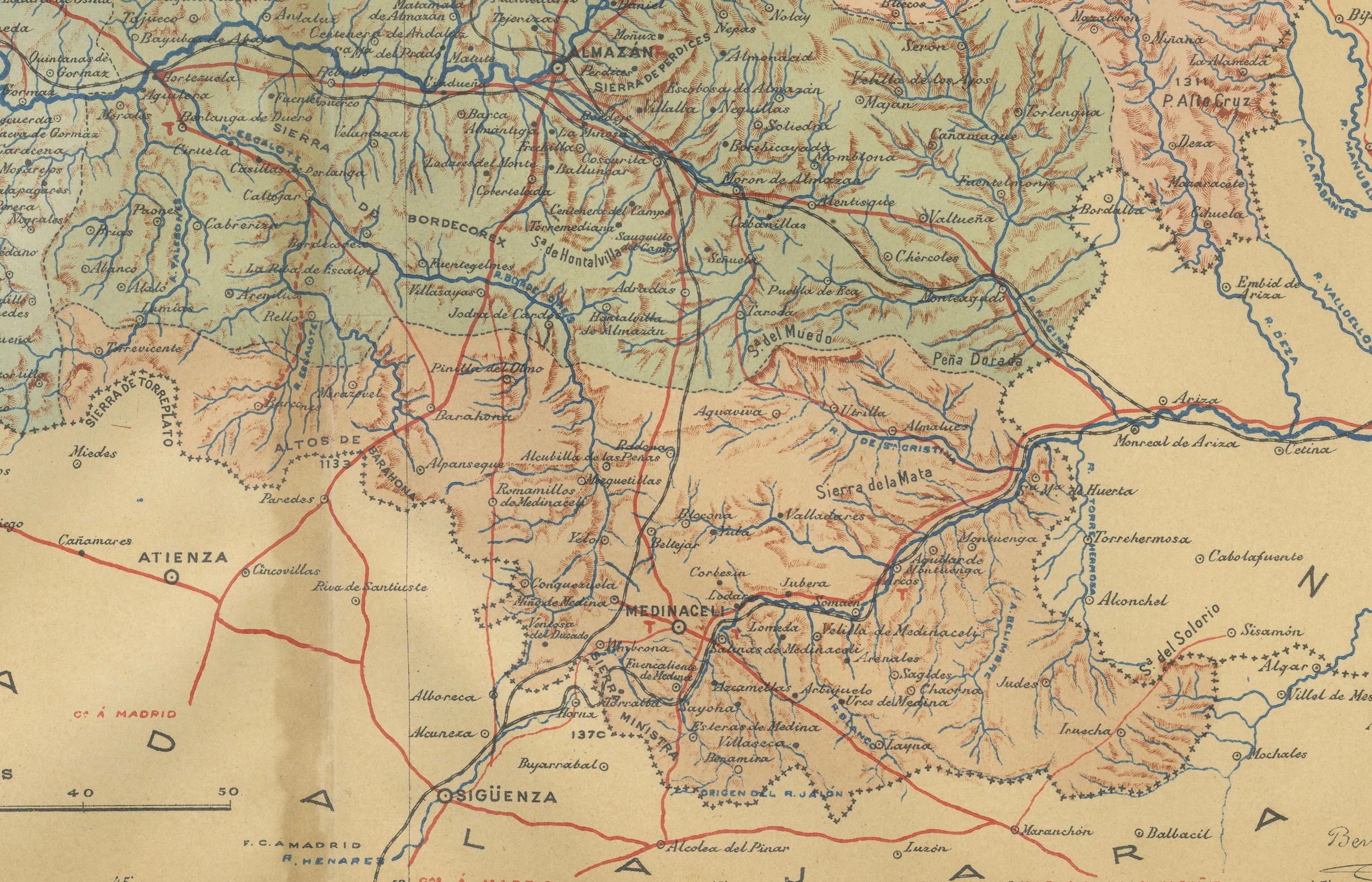 Map of Soria Province, 1901: Detaillierte Kartografie des Nordosten Spaniens (Frühes 20. Jahrhundert) im Angebot