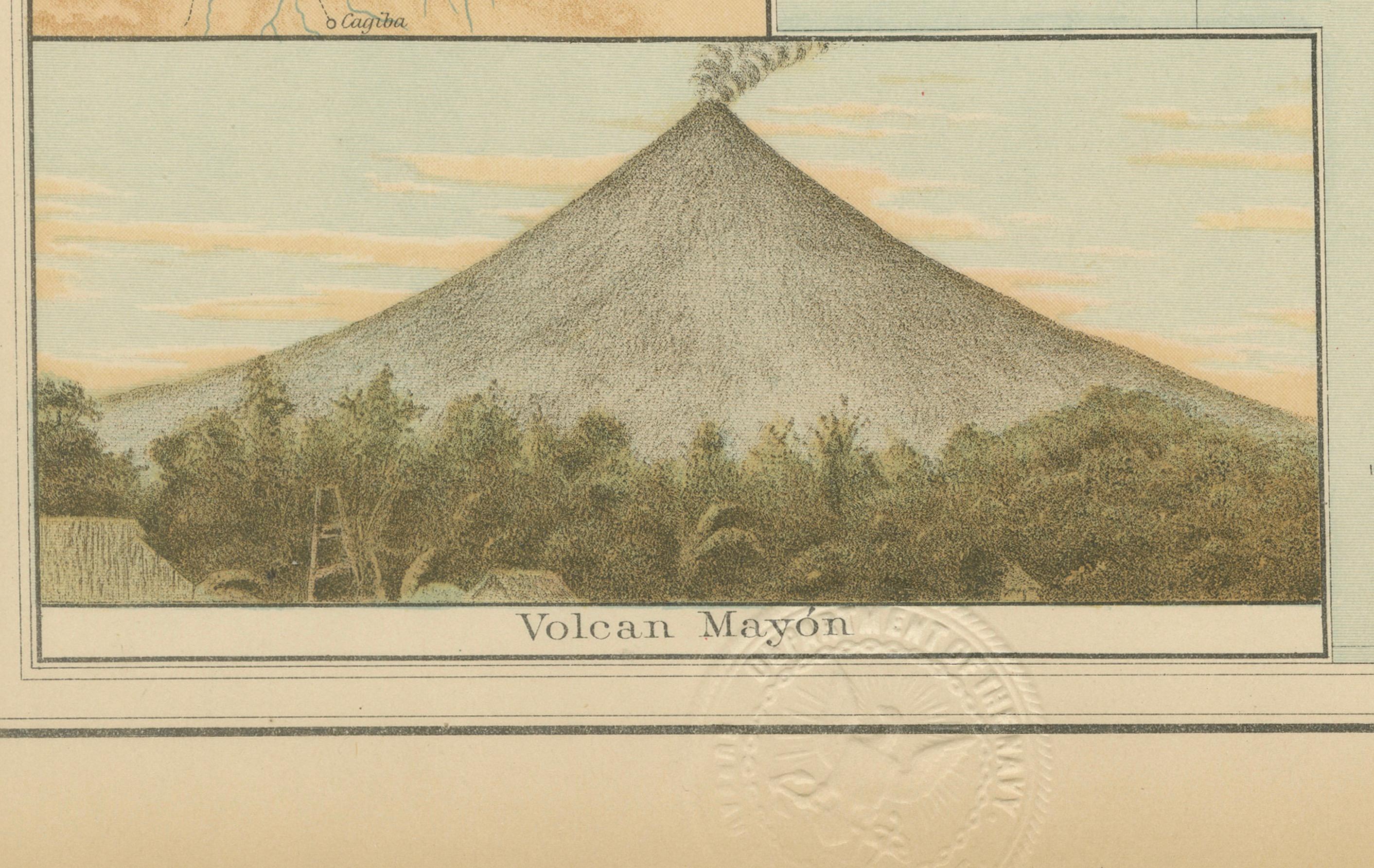 Map of Southeastern Luzon and Mayon Volcano – Observatorio de Manila, 1899 In Good Condition For Sale In Langweer, NL