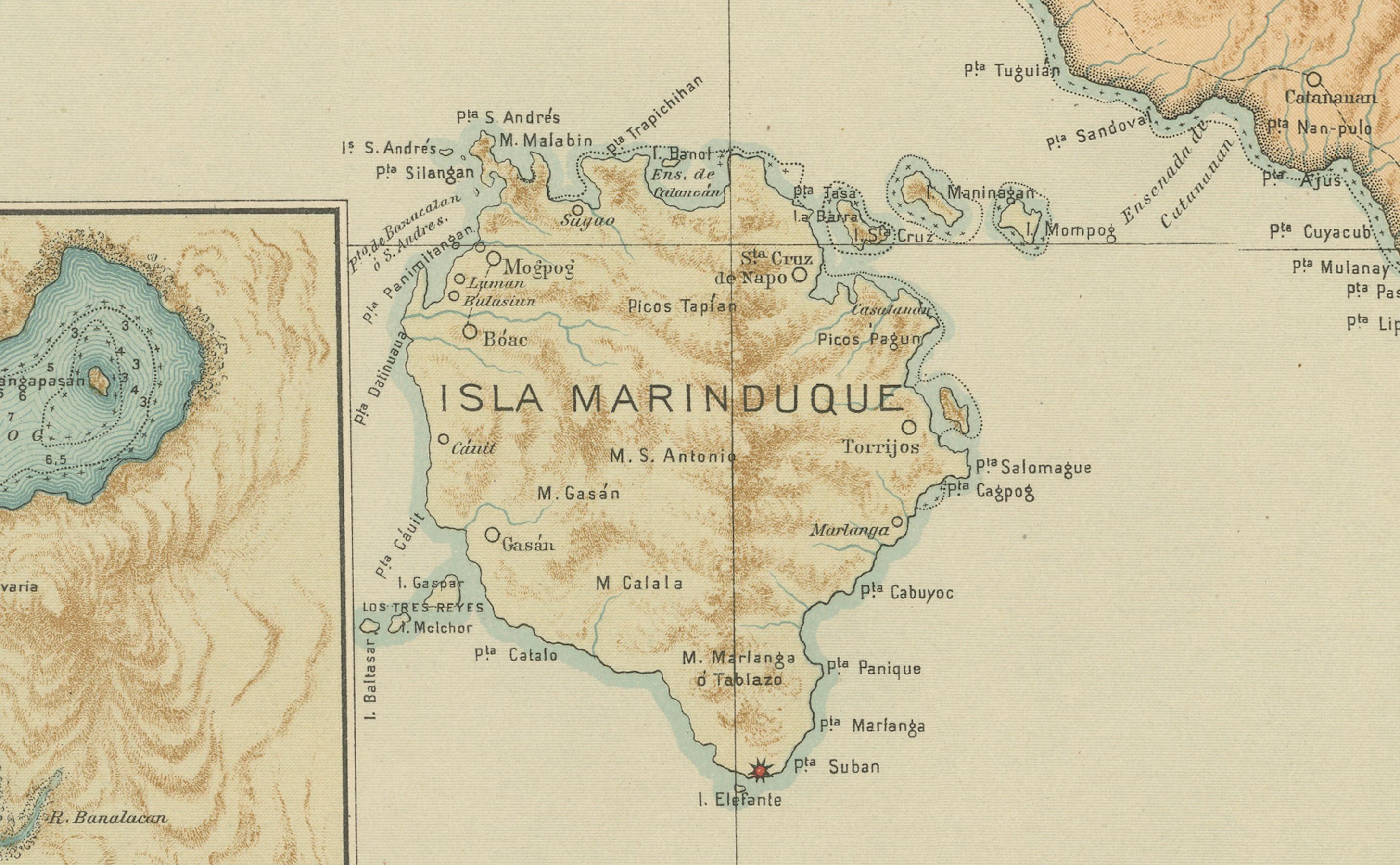 Philippine Map of Southern Luzon and Camarines Provinces – Observatorio de Manila, 1899 For Sale