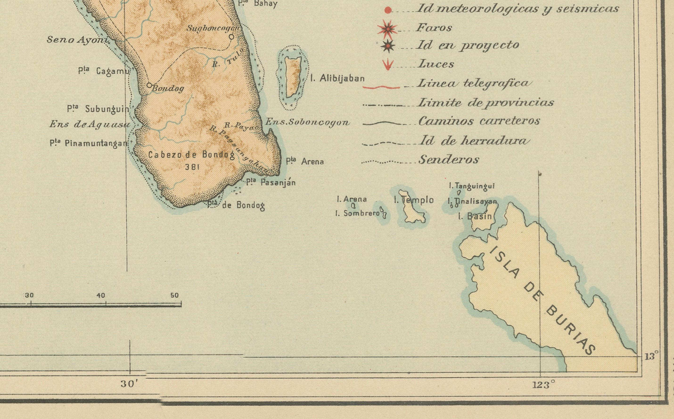 Map of Southern Luzon and Camarines Provinces – Observatorio de Manila, 1899 In Good Condition For Sale In Langweer, NL