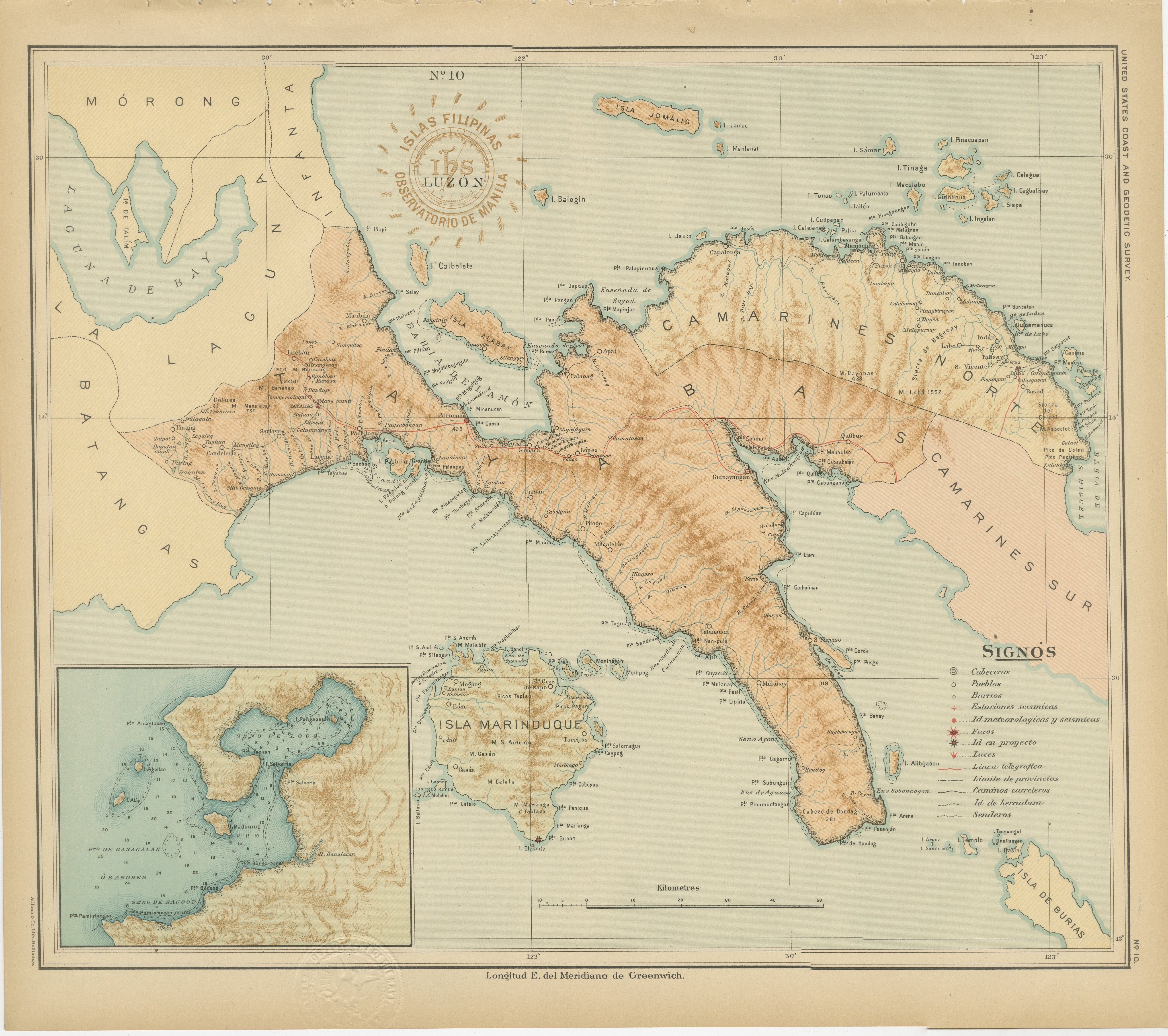 Map of Southern Luzon and Camarines Provinces – Observatorio de Manila, 1899