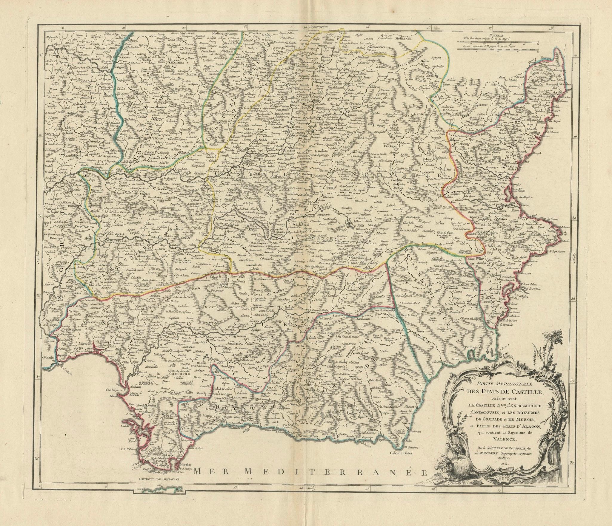 Map von Südspanien mit Darstellungen von Castile, Andalusien, Granada, Murcia und Valencia im Angebot 4