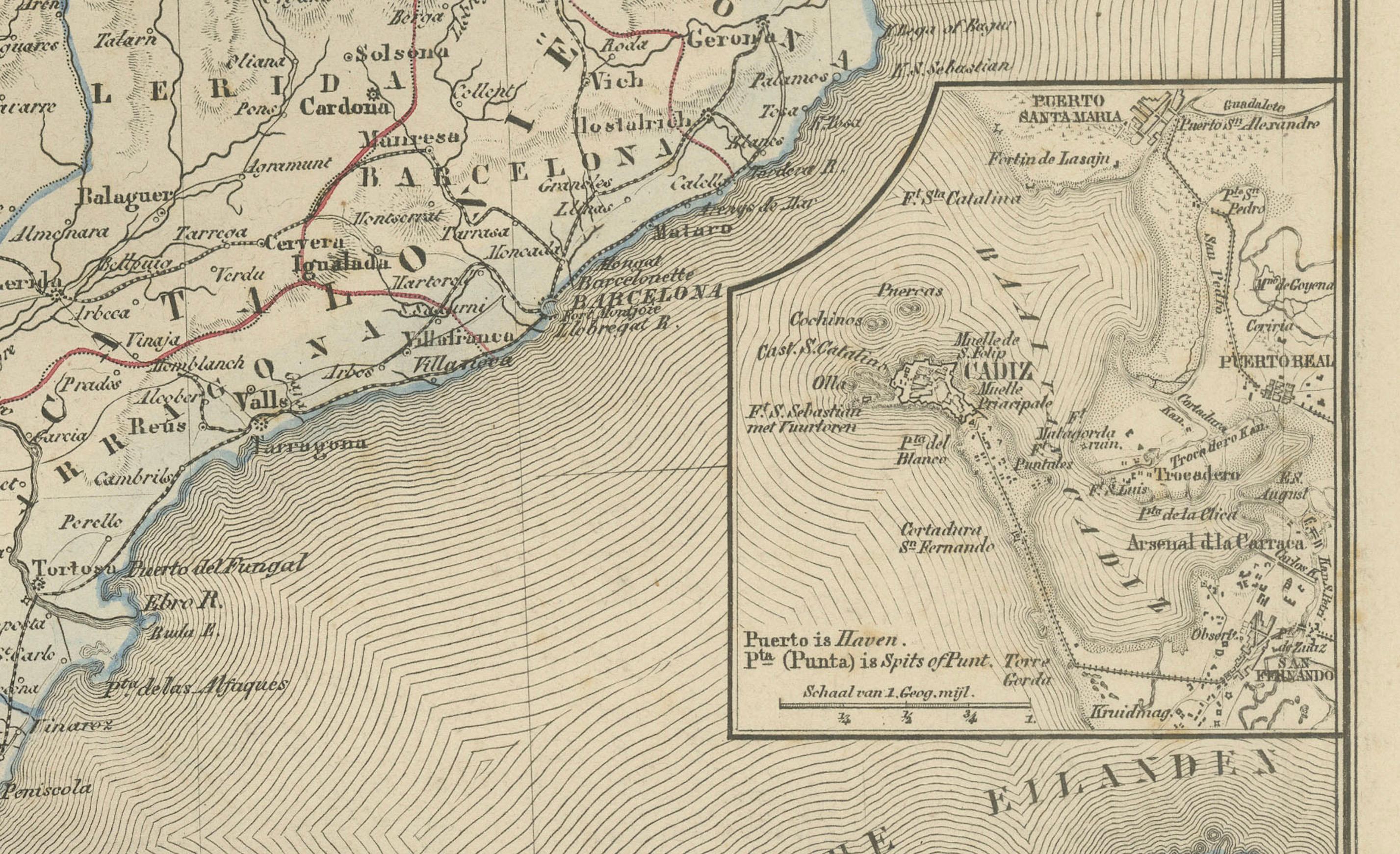 Mappa di Spagna e Portogallo - Nieuwe Hand-Atlas di Frijlink & van Otterloo, 1876 in vendita 3