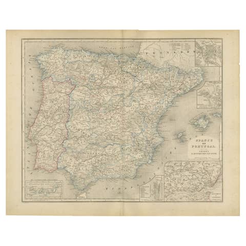 Map of Spain and Portugal – Nieuwe Hand-Atlas by Frijlink & van Otterloo, 1876