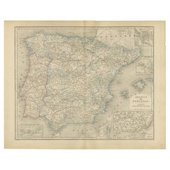 Carte de l
Espagne et du Portugal - Nieuwe Hand-Atlas par Frijlink 
van Otterloo, 1876
