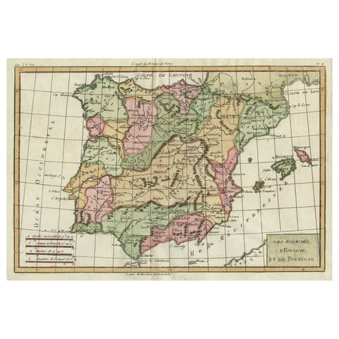 Map of Spain & Portugal Incl. the islands of Ibiza, Minorque & Majorque, 1780