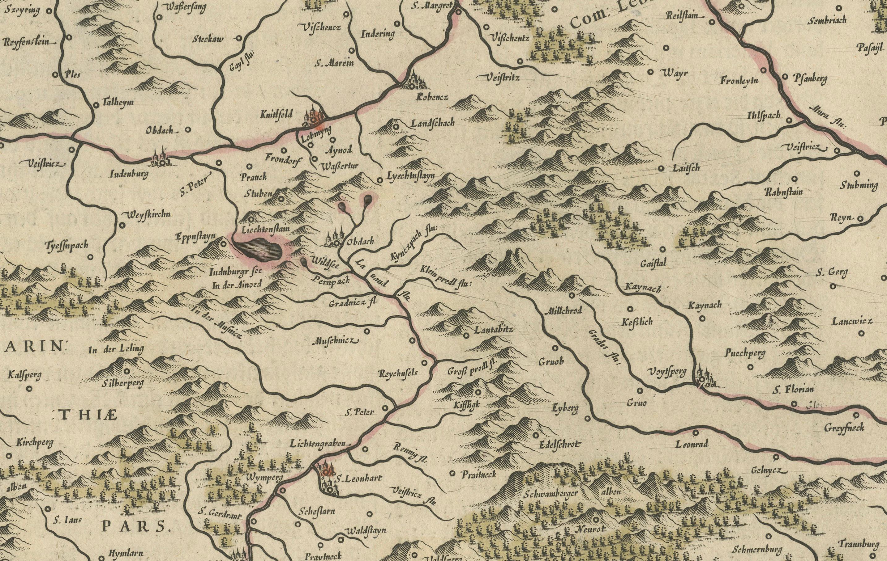 Gravé Carte de la Styrie par William Williams, 1645 : un chef-d'œuvre de la cartographie du XVIIe siècle en vente