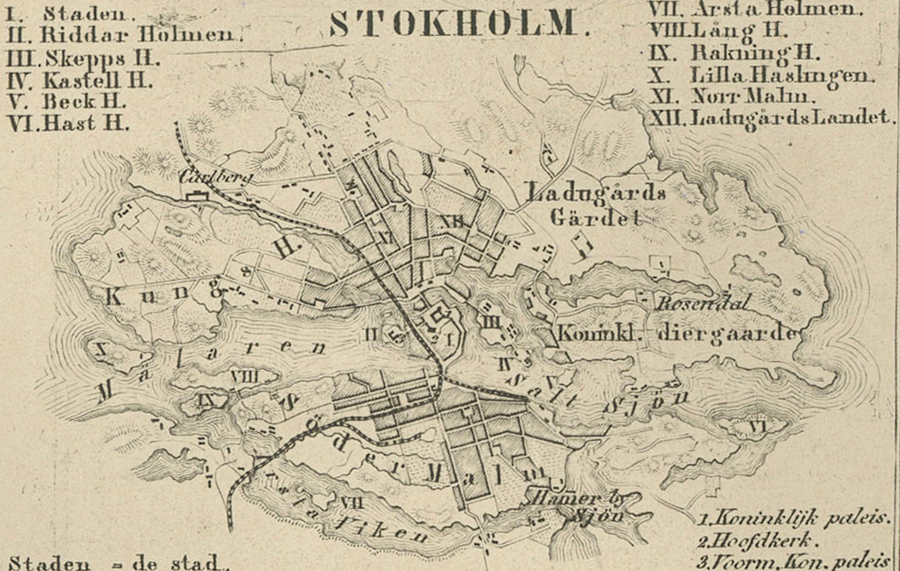 Map of Sweden and Norway with Inset of Stockholm, Leiden 1876