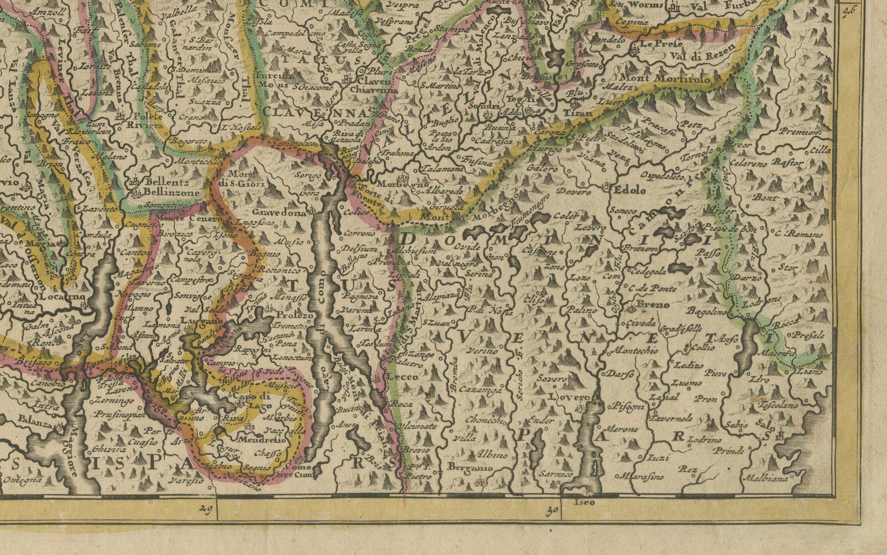 Map of Switzerland by Justus Danckerts, Hand-Colored Engraving ca. 1690 For Sale 2
