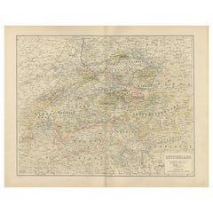 Map of Switzerland with Cantonal Boundaries – Nieuwe Hand-Atlas, 1876