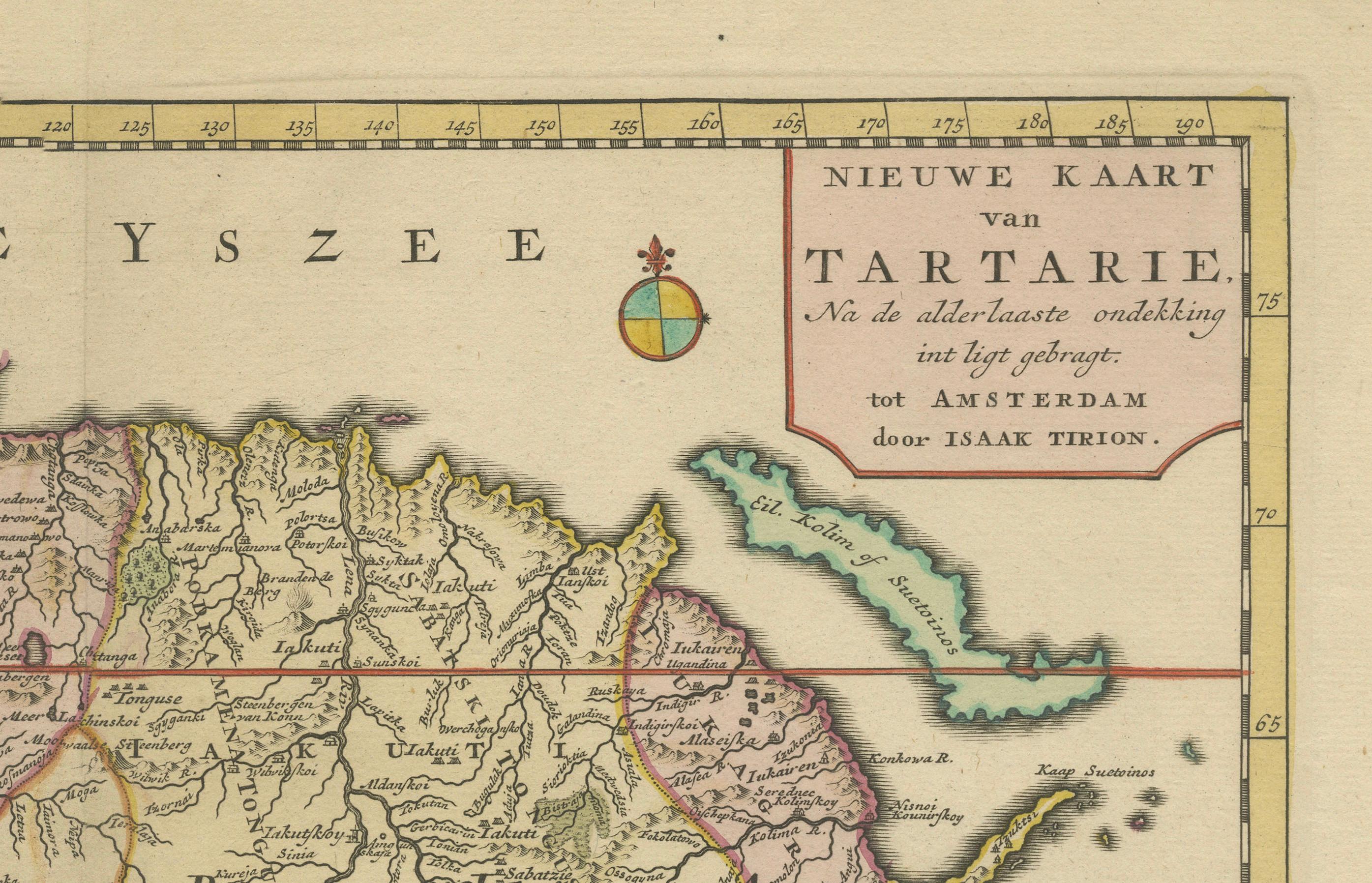 Map of Tartary by Isaak Tirion: Detailed Cartography of Northern Asia, ca.1740 In Good Condition For Sale In Langweer, NL