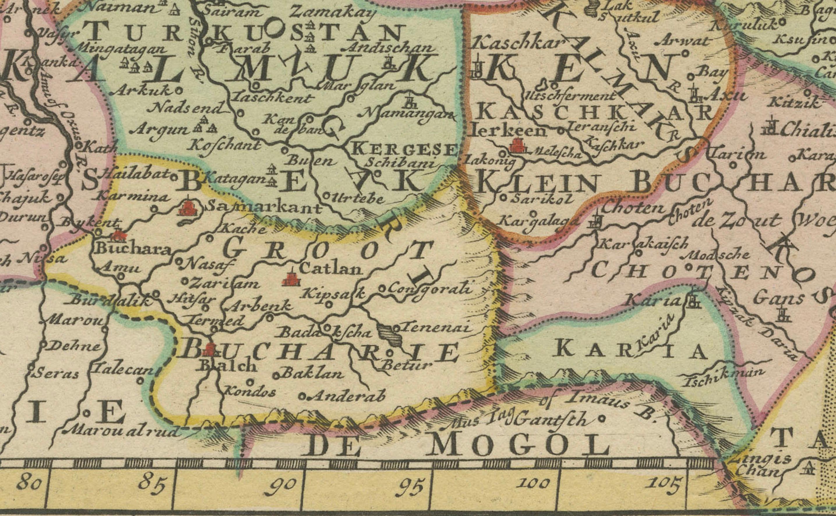 Map of Tartary by Isaak Tirion: Detailed Cartography of Northern Asia, ca.1740 For Sale 2