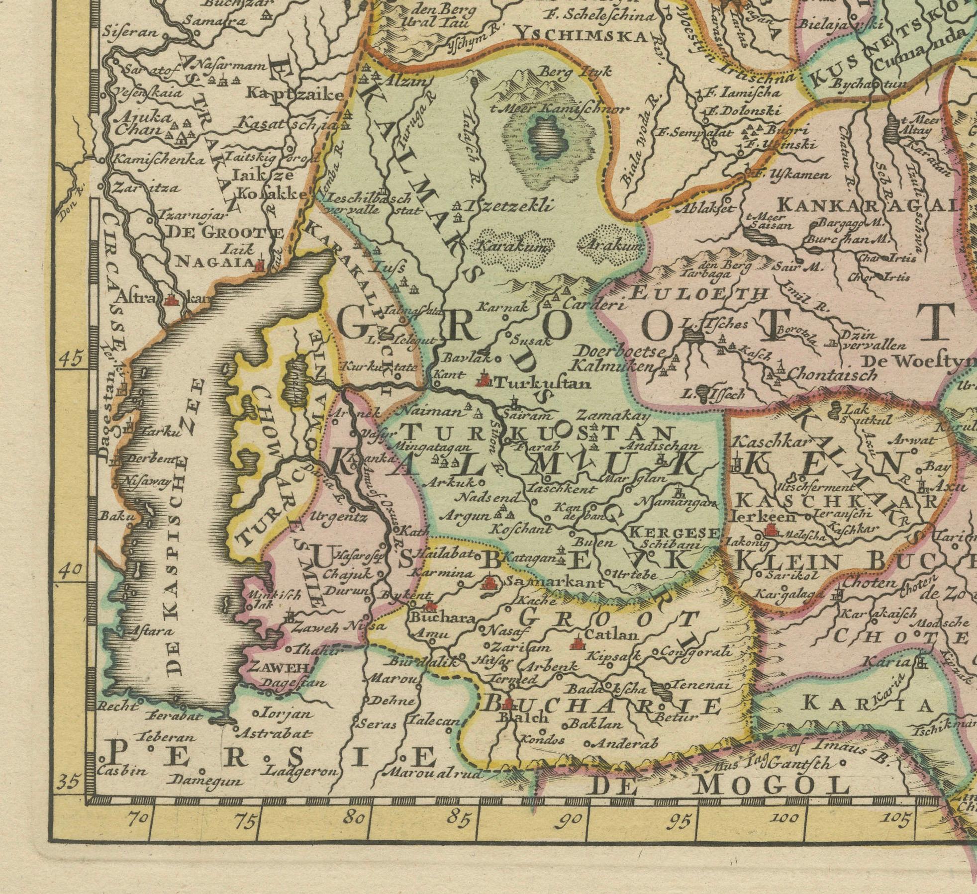 Map of Tartary by Isaak Tirion: Detailed Cartography of Northern Asia, ca.1740 For Sale 3