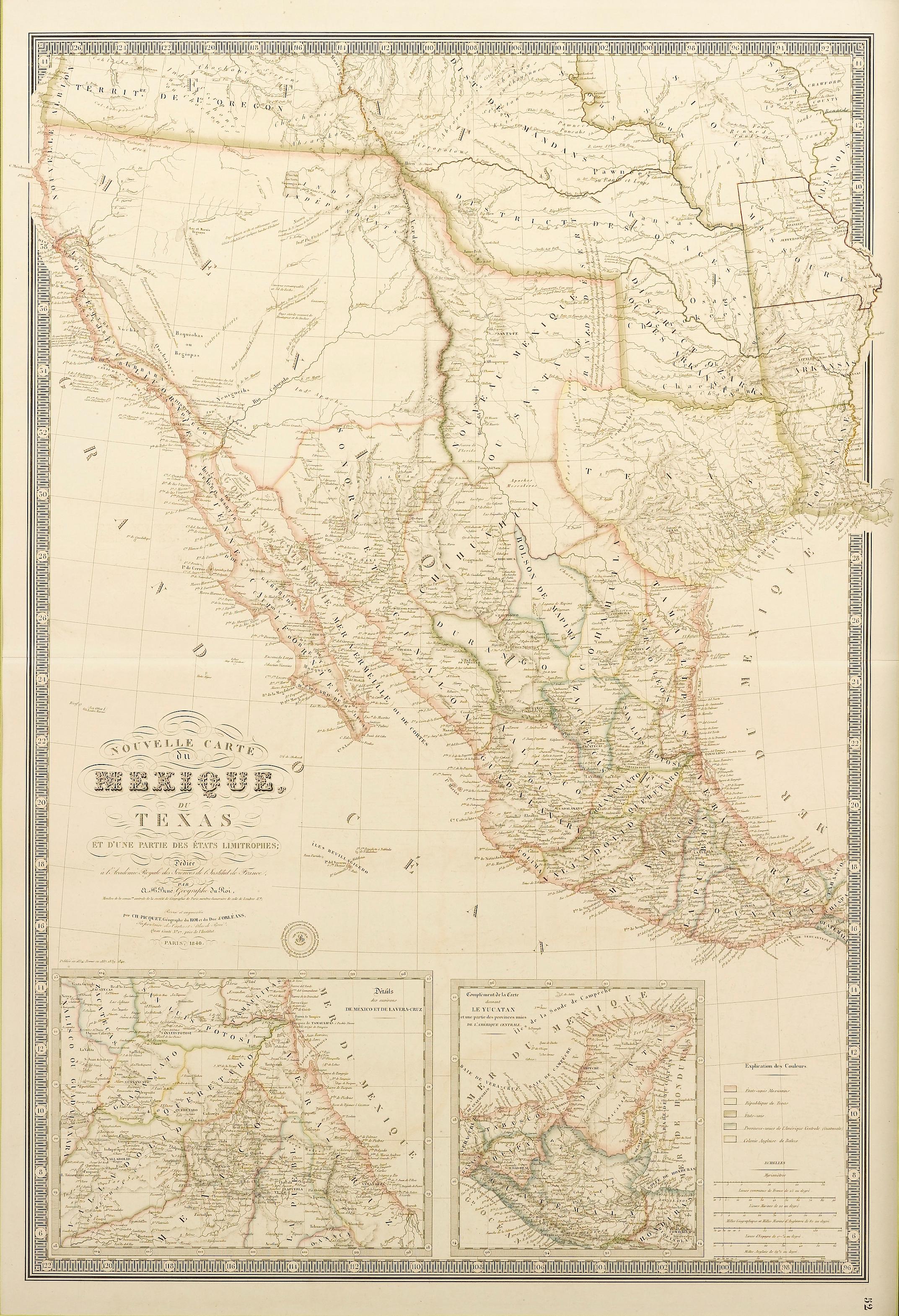 First published in 1834, this is the sixth edition of Adrien H. Brue's landmark map of the North American West and Southwest and only the second edition to depict the Republic of Texas. It was separately issued and published, posthumously, by