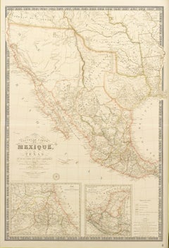 Republic of Texas and Mexico, Antique French Map, circa 1840