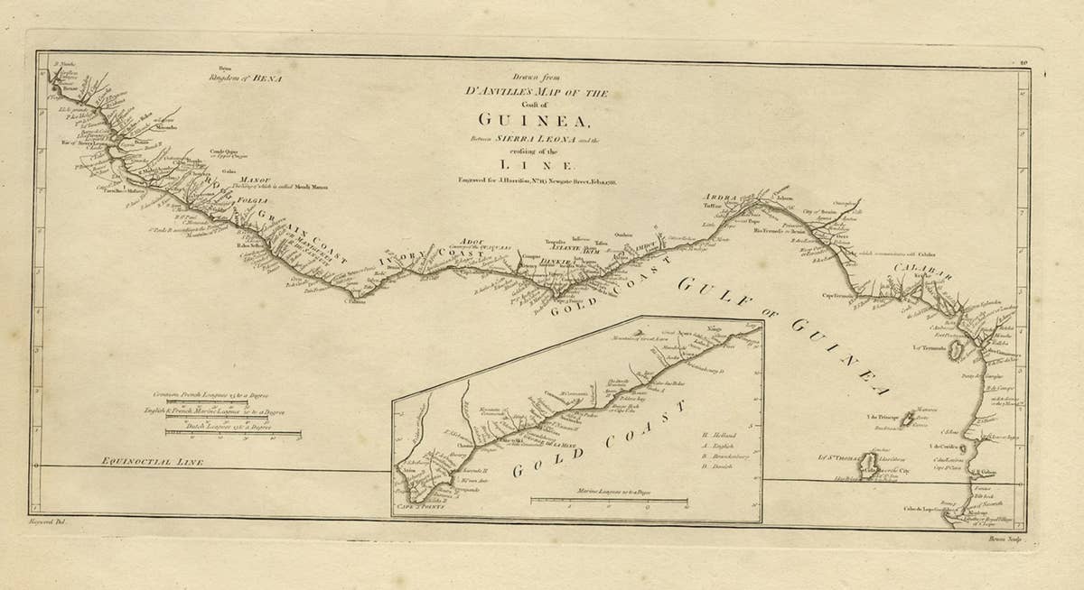 Map of the African Coast, Gulf of Guinea, from Sierra Leone to Gabon, 1788