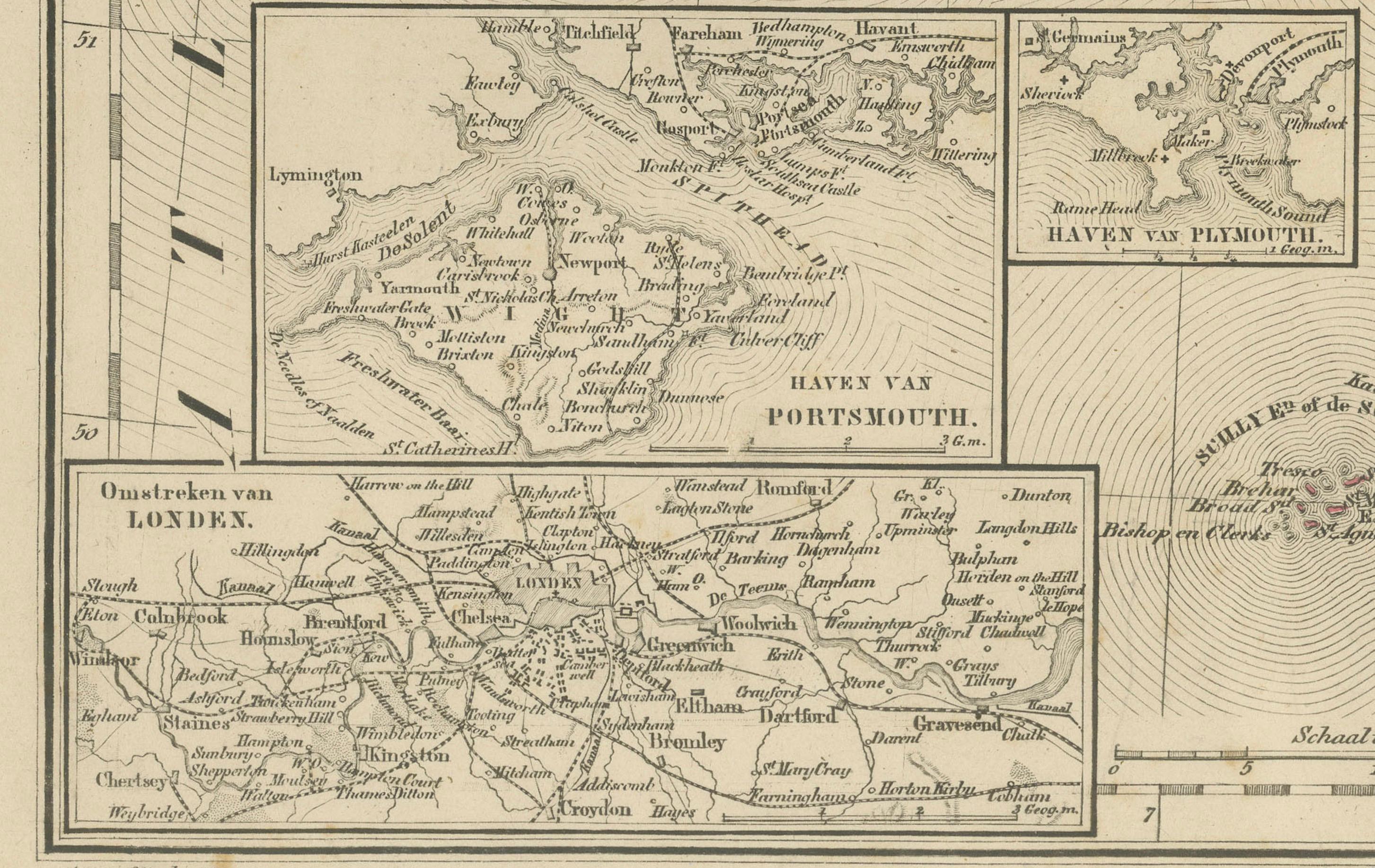 Fin du XIXe siècle Carte des îles britanniques avec des inserts de Londres et de Dublin, Leyde 1876 en vente