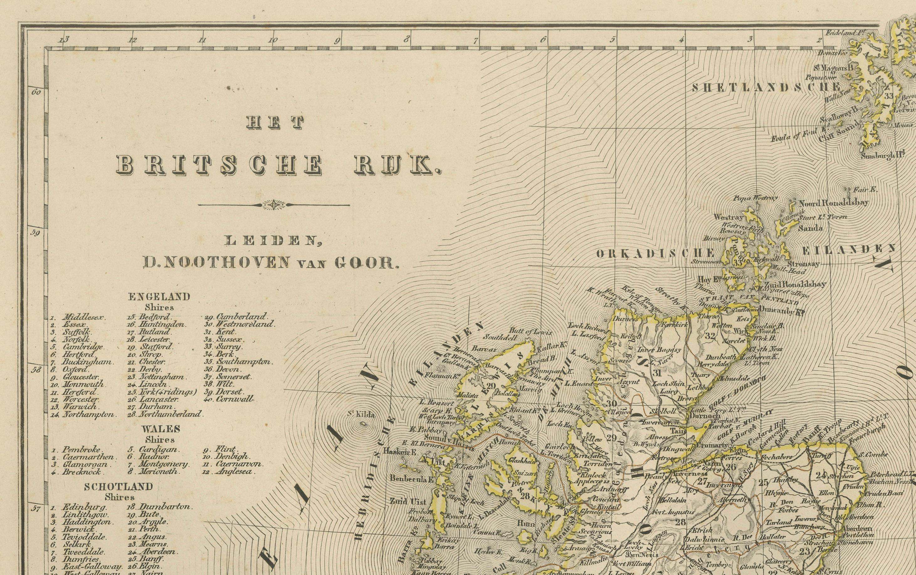 Carte des îles britanniques avec des inserts de Londres et de Dublin, Leyde 1876 en vente 1