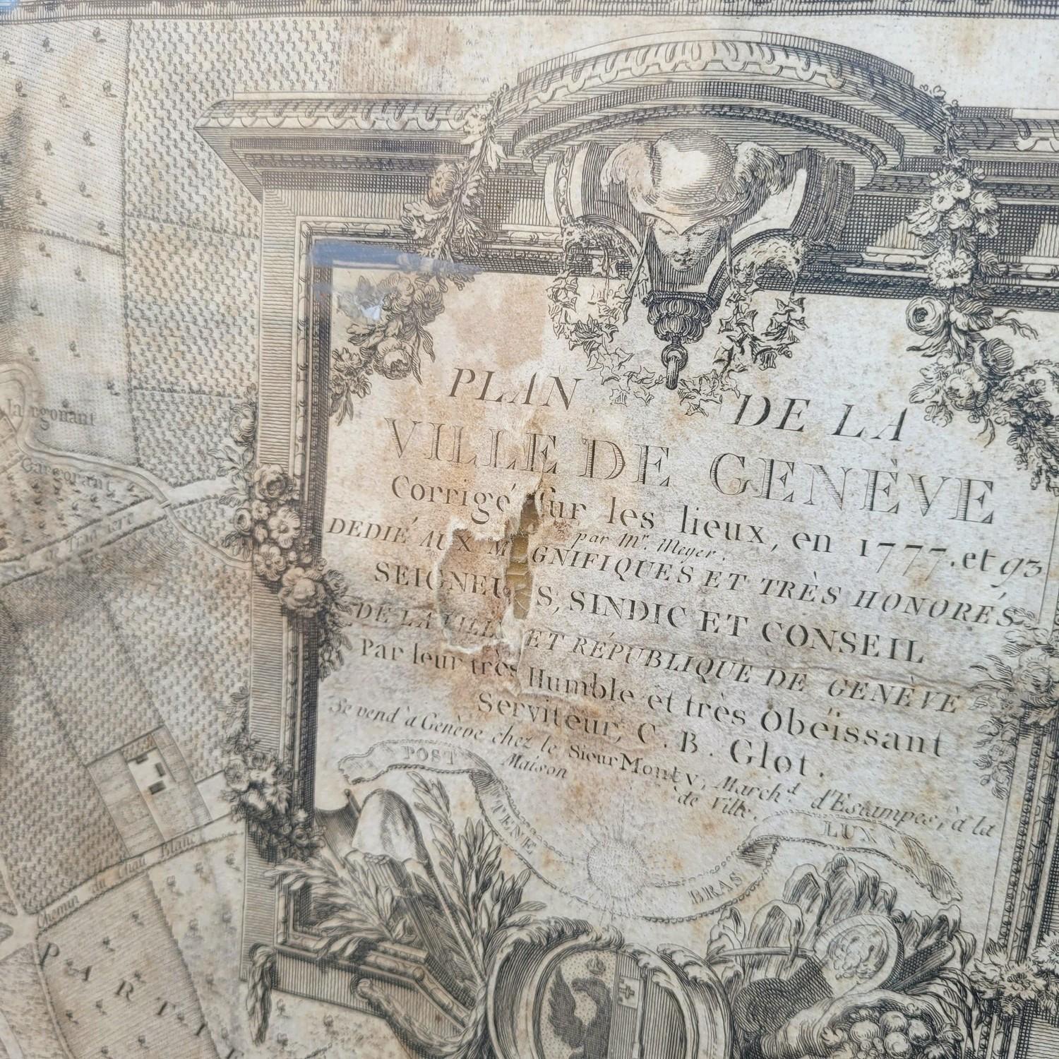 Map Of The City Of Geneva, Framed Engraving, Late 18th Century For Sale 6