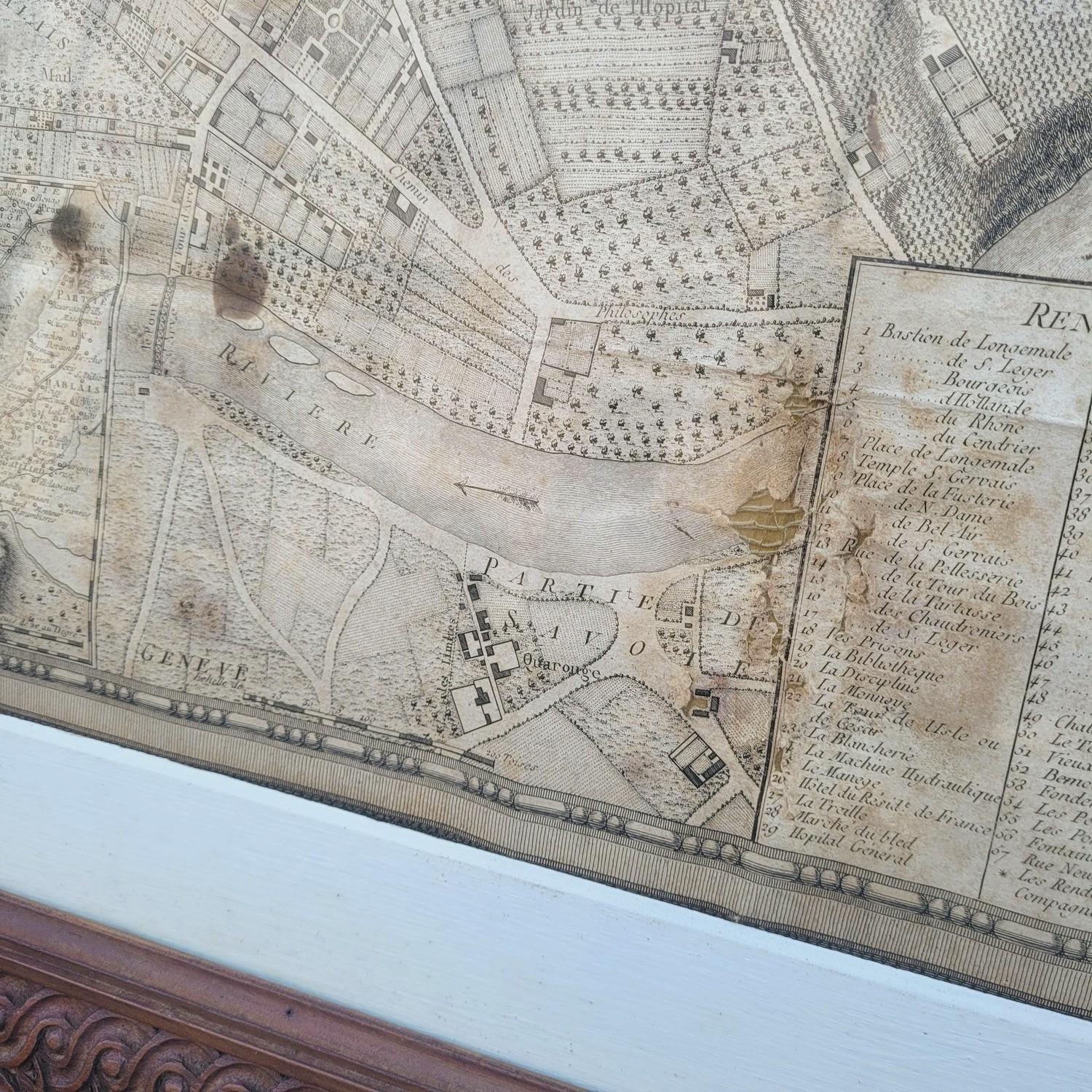 Map Of The City Of Geneva, Framed Engraving, Late 18th Century For Sale 7