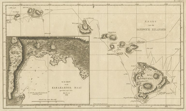 Map of the Hawaiian Islands with a Large Inset of Karakakooa Bay, 1803 In Good Condition For Sale In Langweer, NL