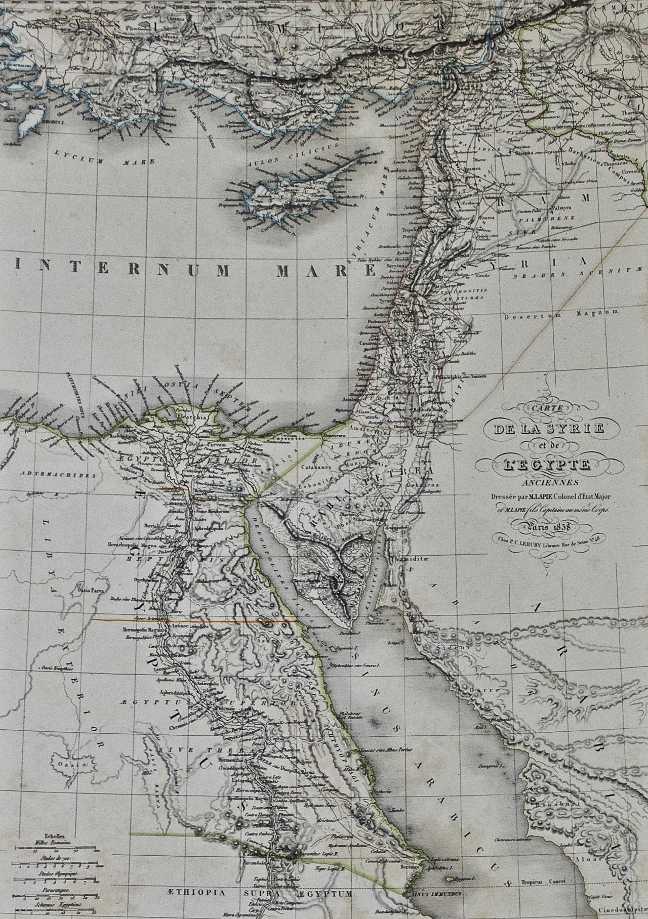 Map of the Holy Land „Carte de la Syrie et de l'Egypte“ von Pierre M. Lapie (Graviert) im Angebot