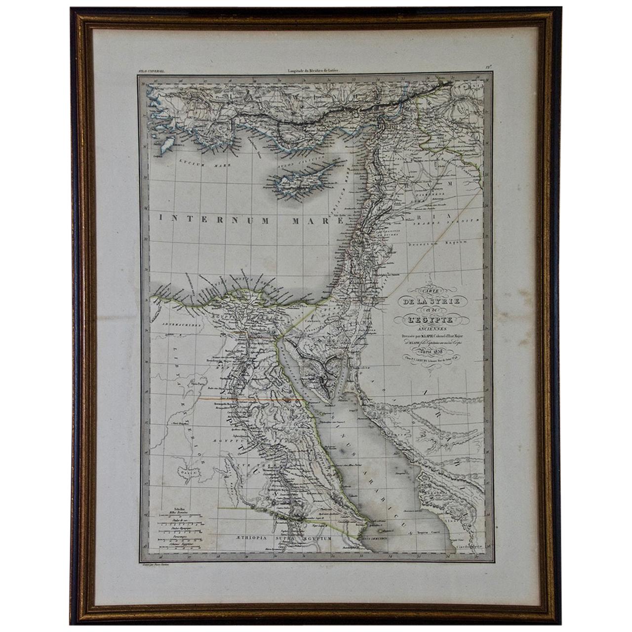 Map of the Holy Land „Carte de la Syrie et de l'Egypte“ von Pierre M. Lapie im Angebot