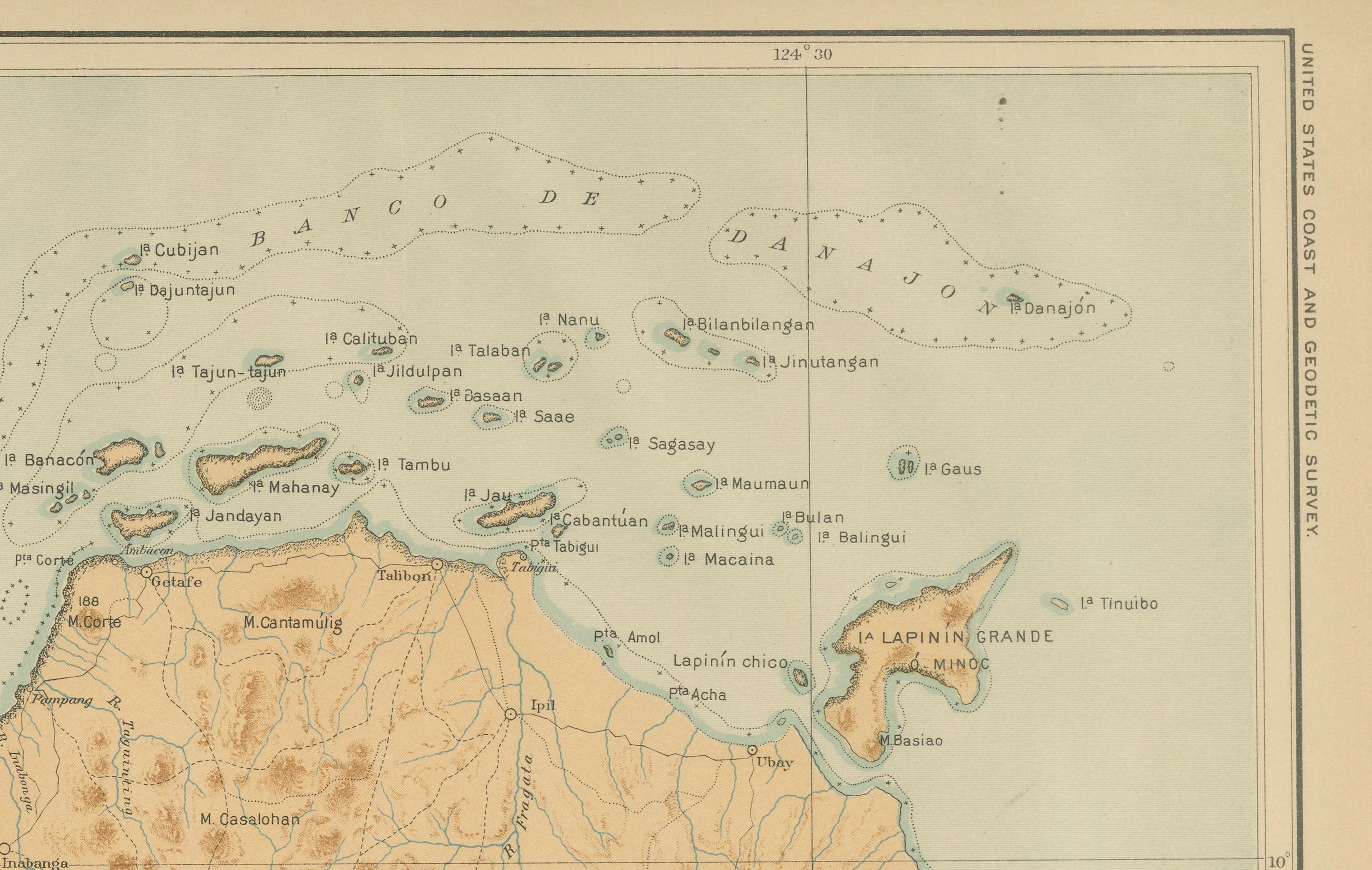 Late 19th Century Map of the Island of Bohol – Observatorio de Manila, 1899 For Sale