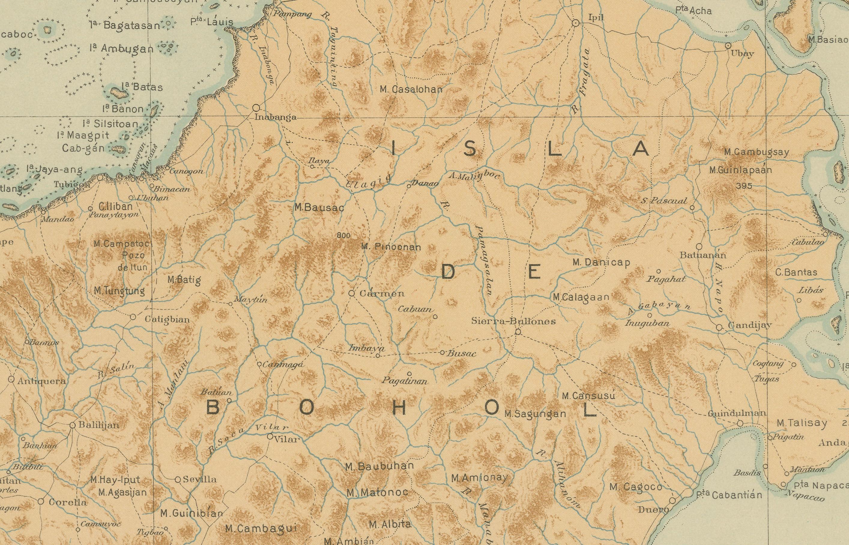 Map of the Island of Bohol – Observatorio de Manila, 1899 For Sale 1