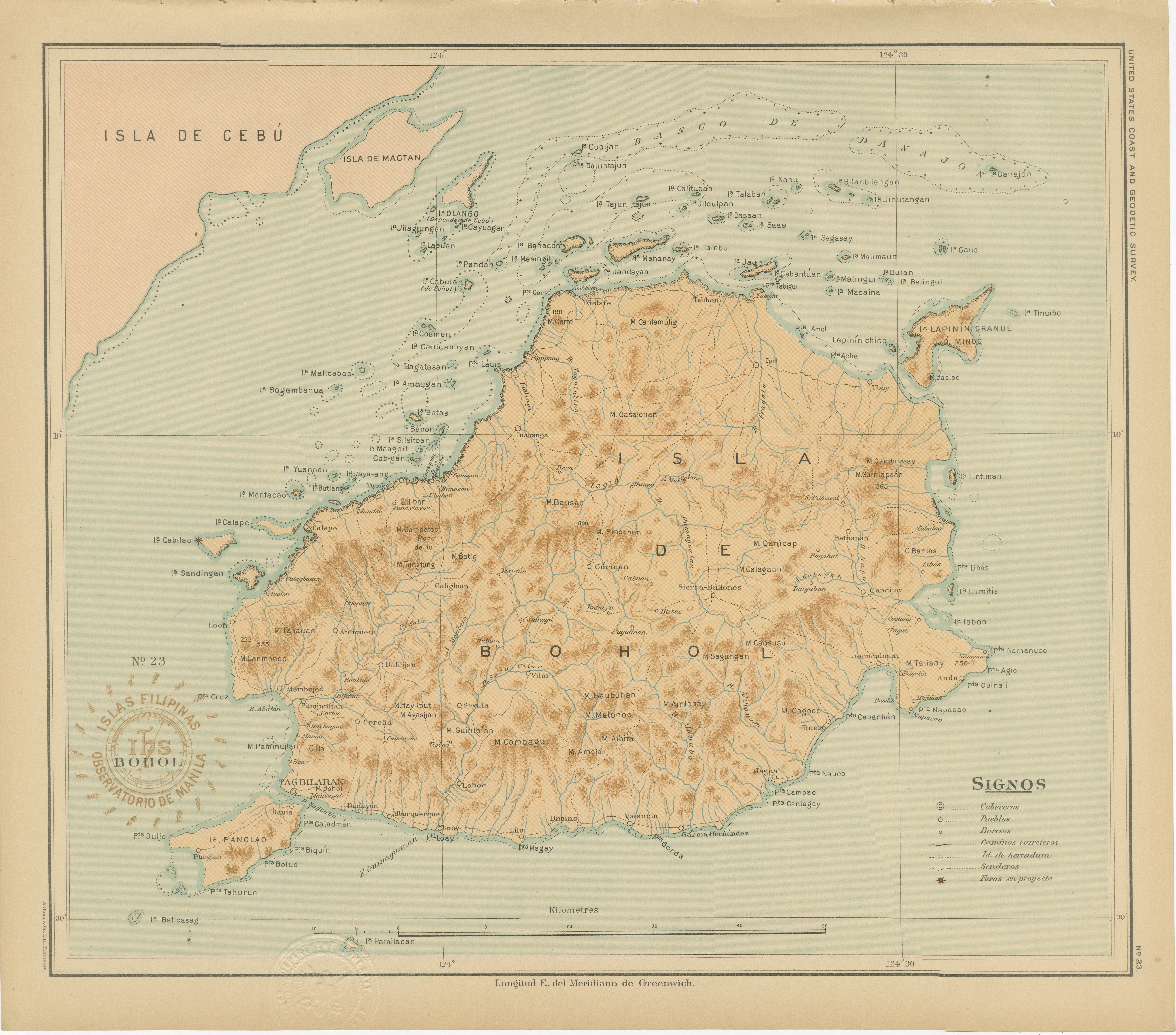 Map of the Island of Bohol – Observatorio de Manila, 1899
