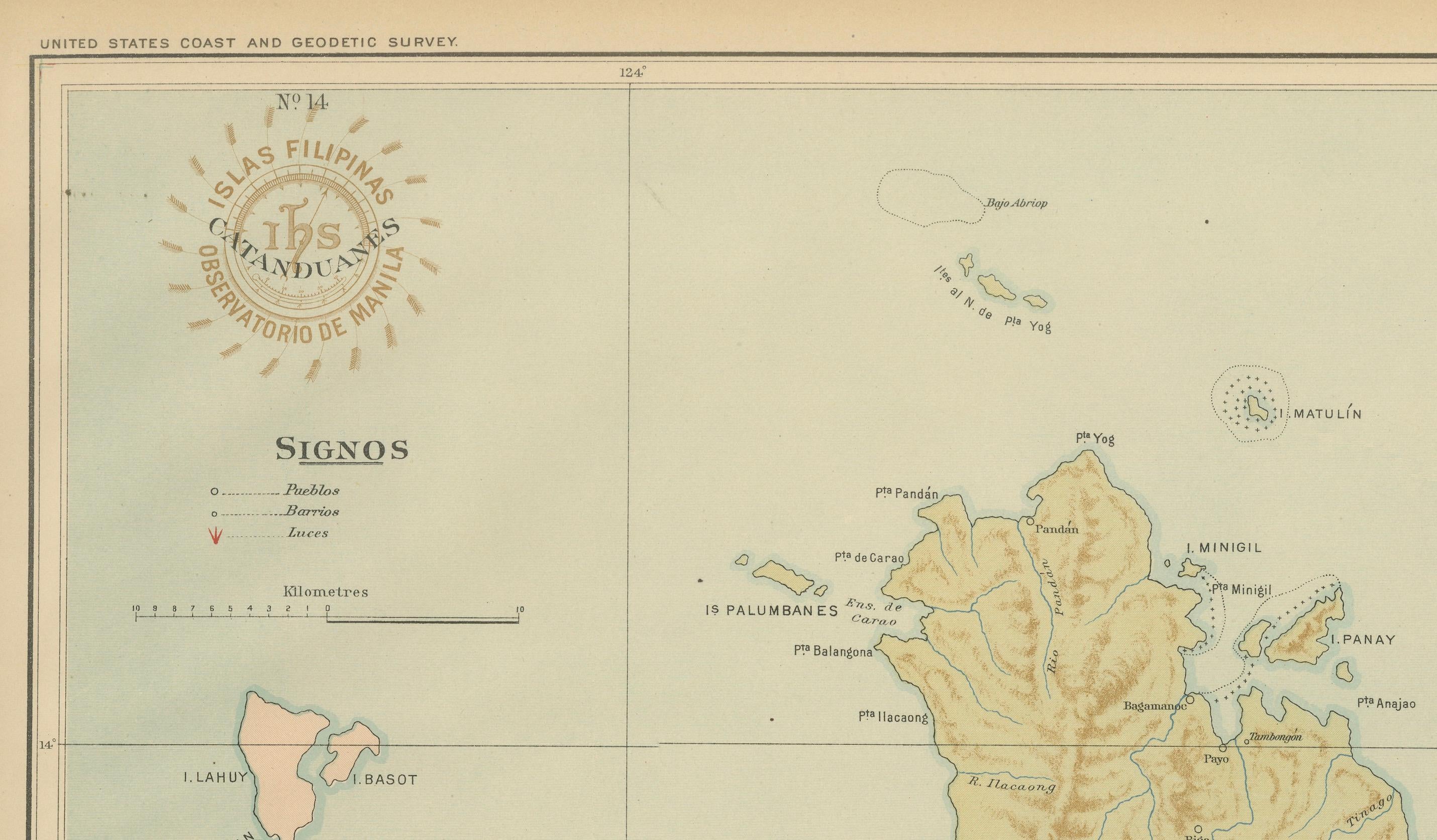 Late 19th Century Map of the Island of Catanduanes – Observatorio de Manila, 1899 For Sale