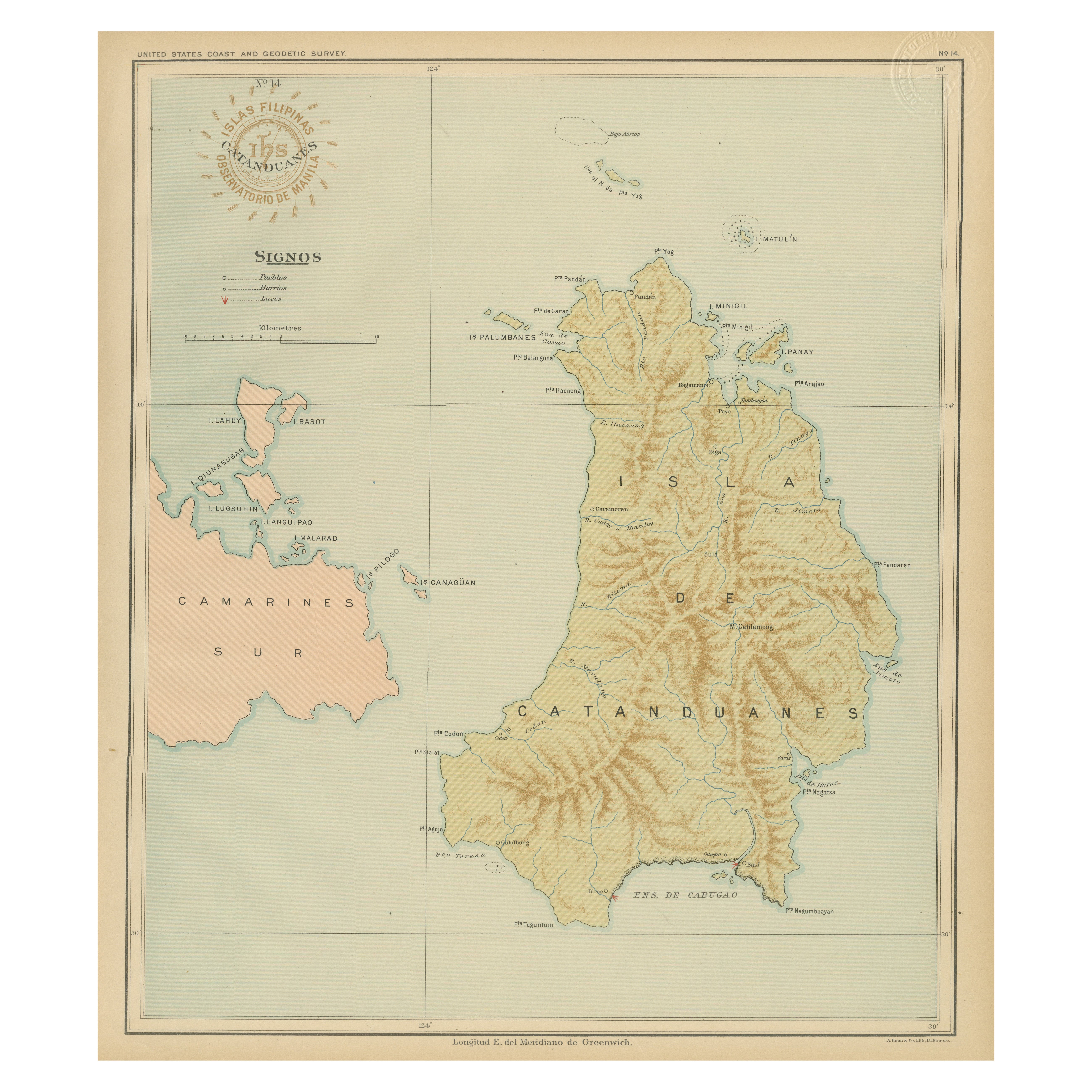 Map of the Island of Catanduanes – Observatorio de Manila, 1899