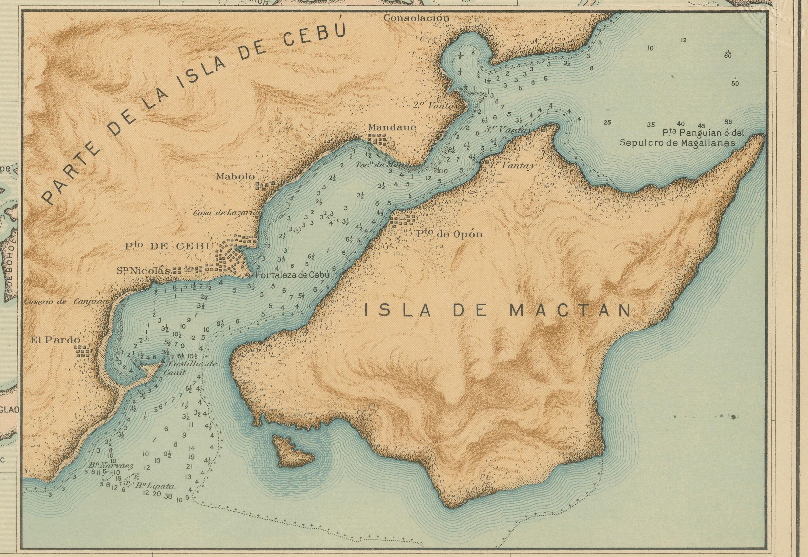 Philippine Map of the Island of Cebu – Observatorio de Manila, 1899 For Sale