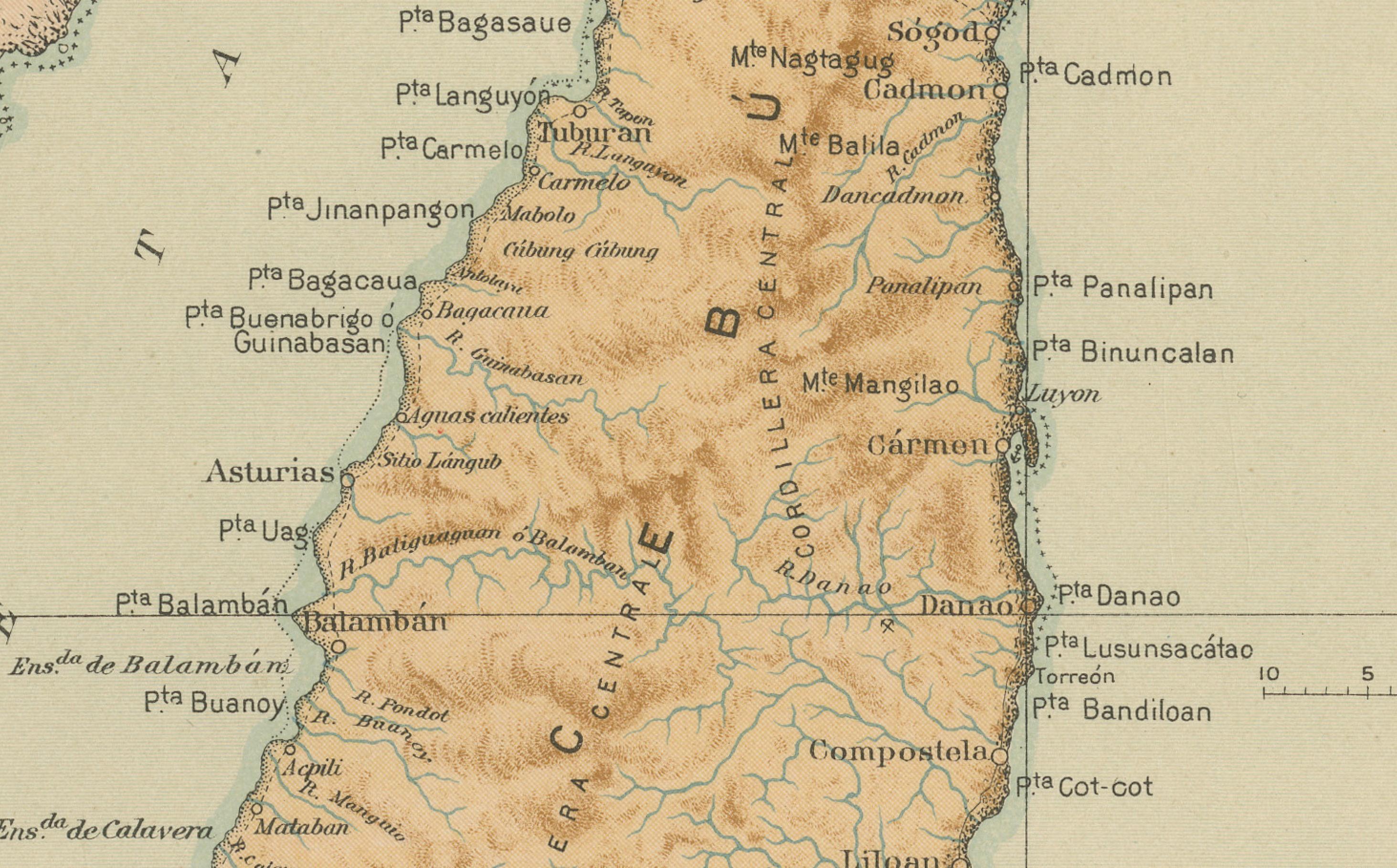 Map of the Island of Cebu – Observatorio de Manila, 1899 For Sale 1