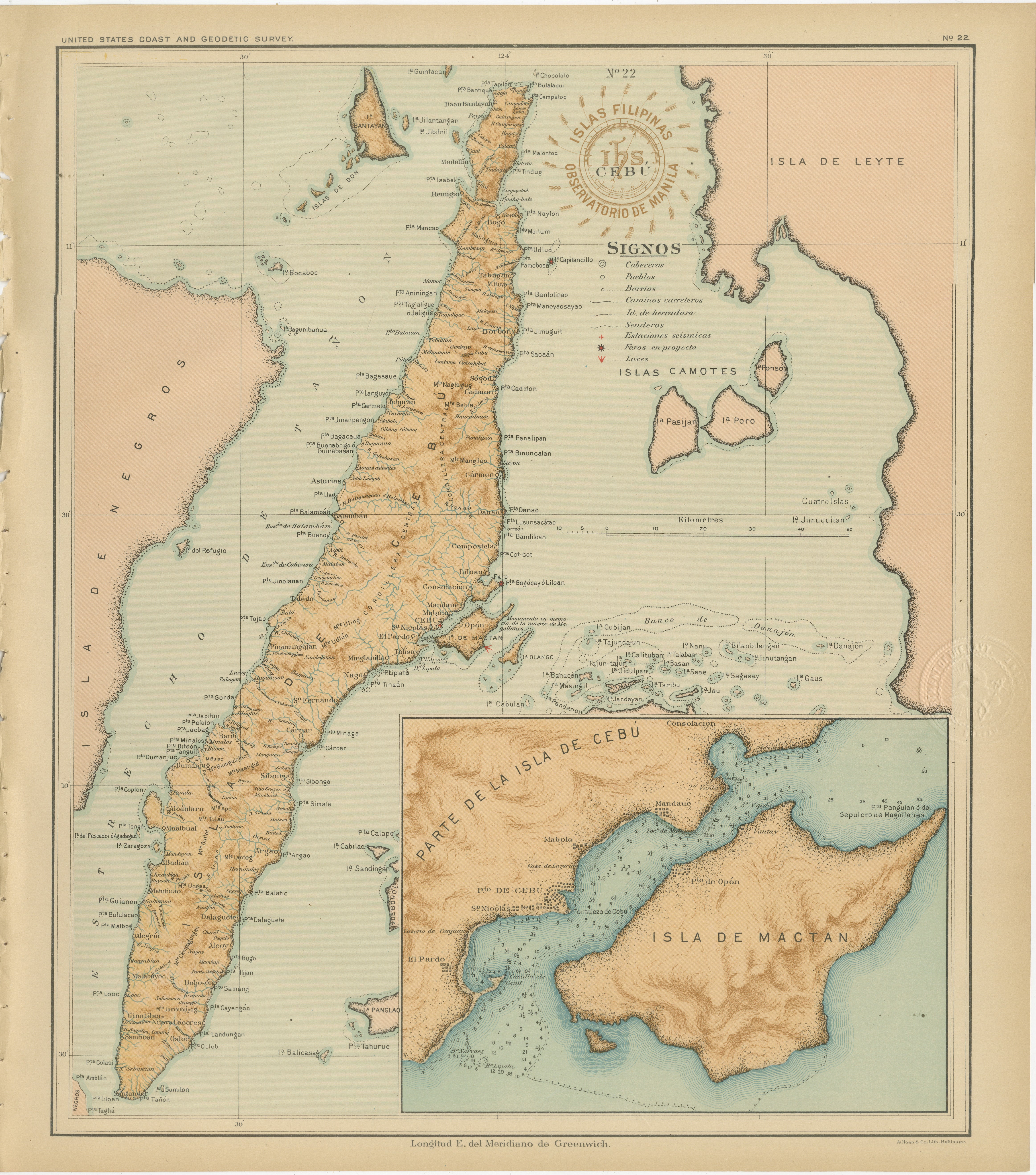 Map of the Island of Cebu – Observatorio de Manila, 1899