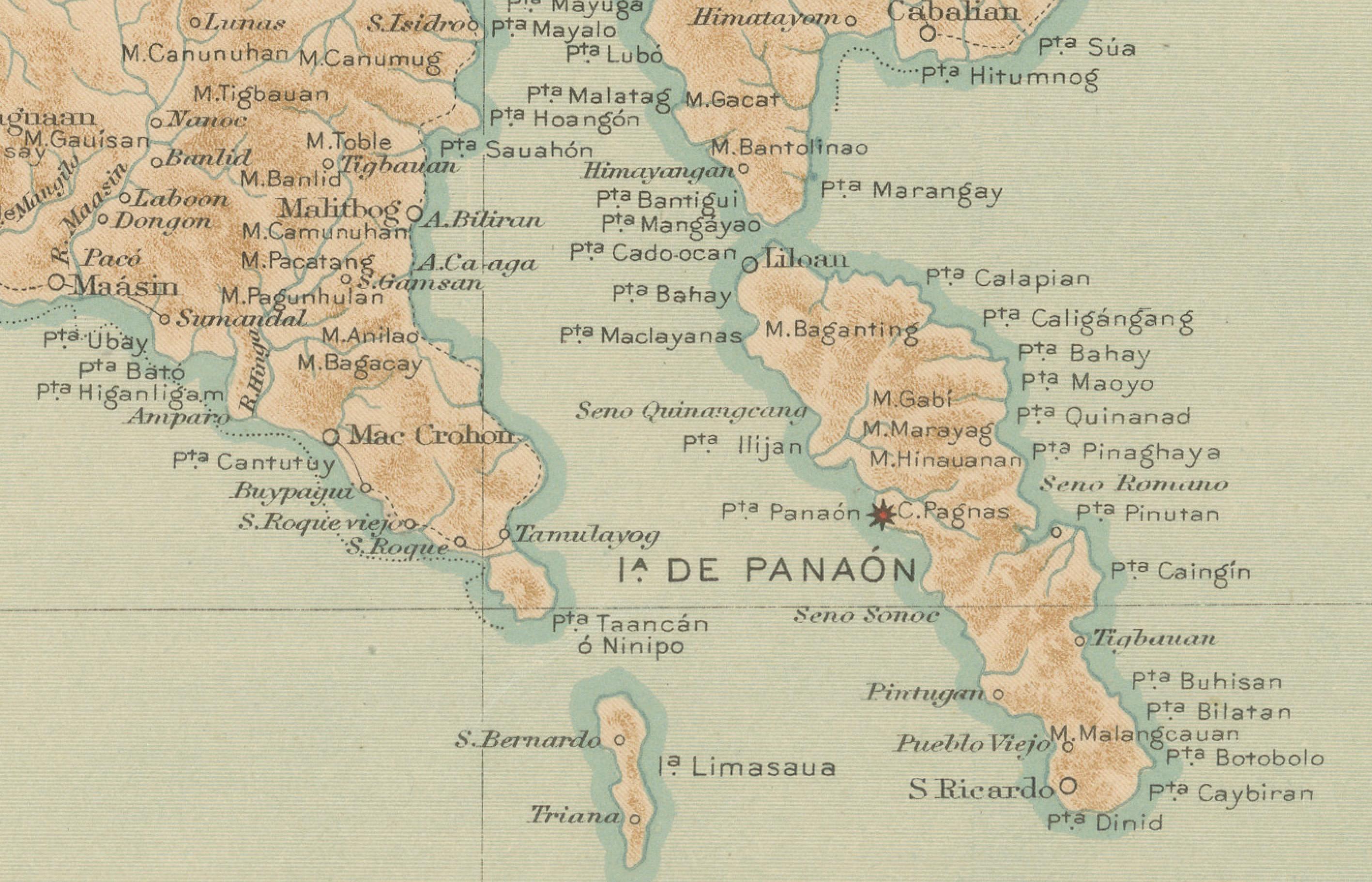 Map of the Island of Leyte – Observatorio de Manila, 1899 For Sale 1