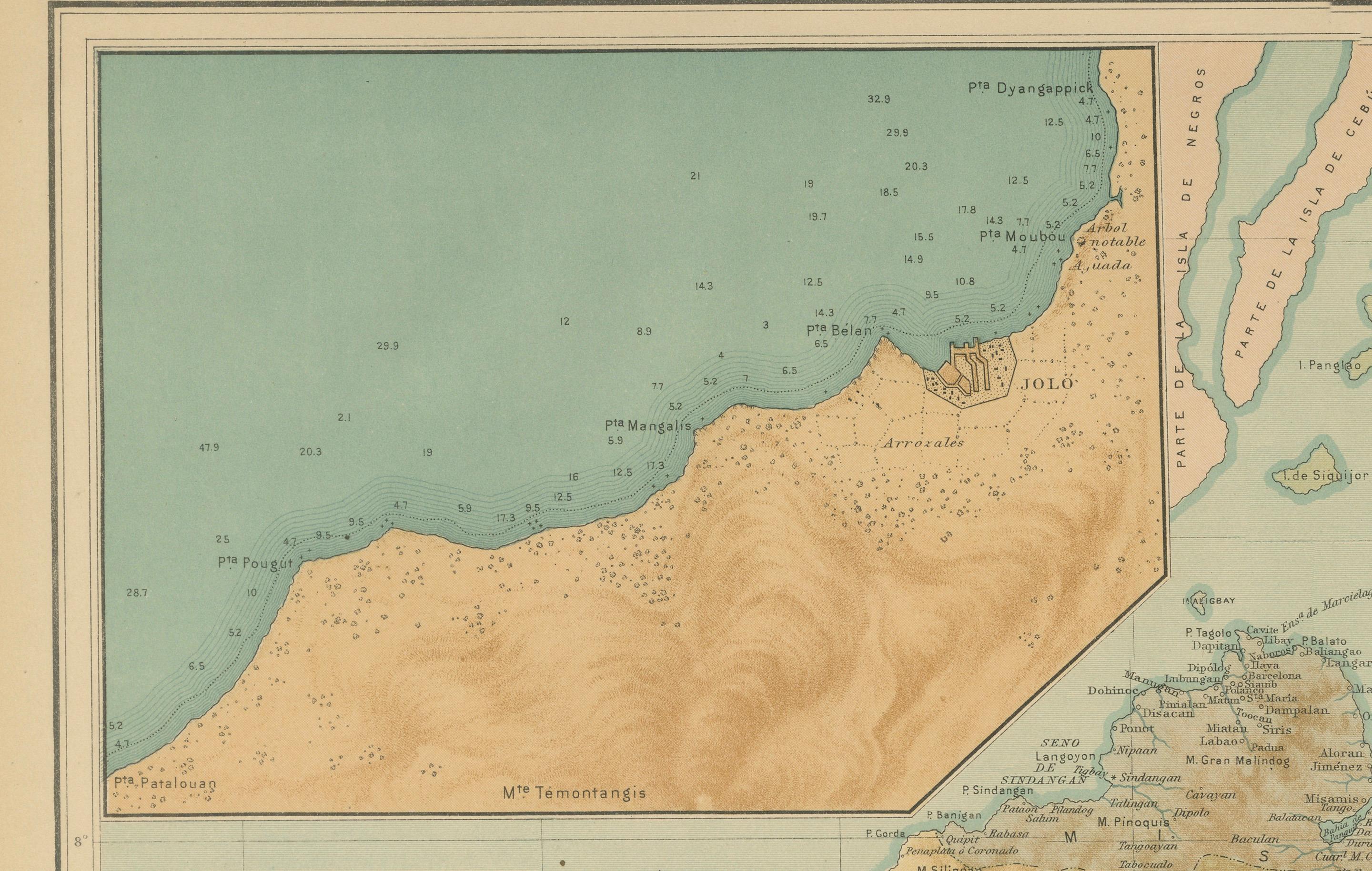 Map of the Island of Mindanao and the Sulu Archipelago – 1899 For Sale 1