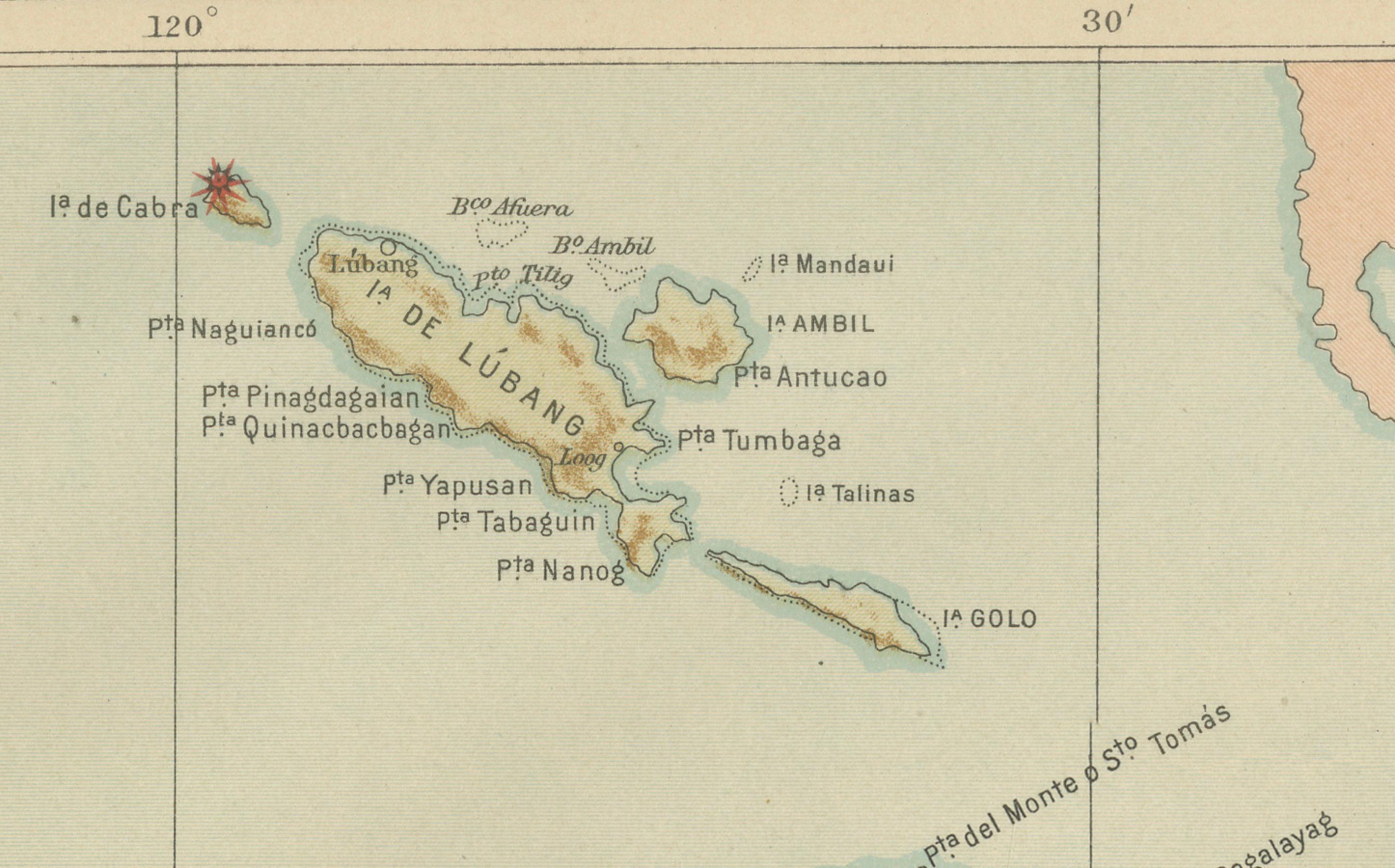 Philippine Map of the Island of Mindoro – Observatorio de Manila, 1899 For Sale