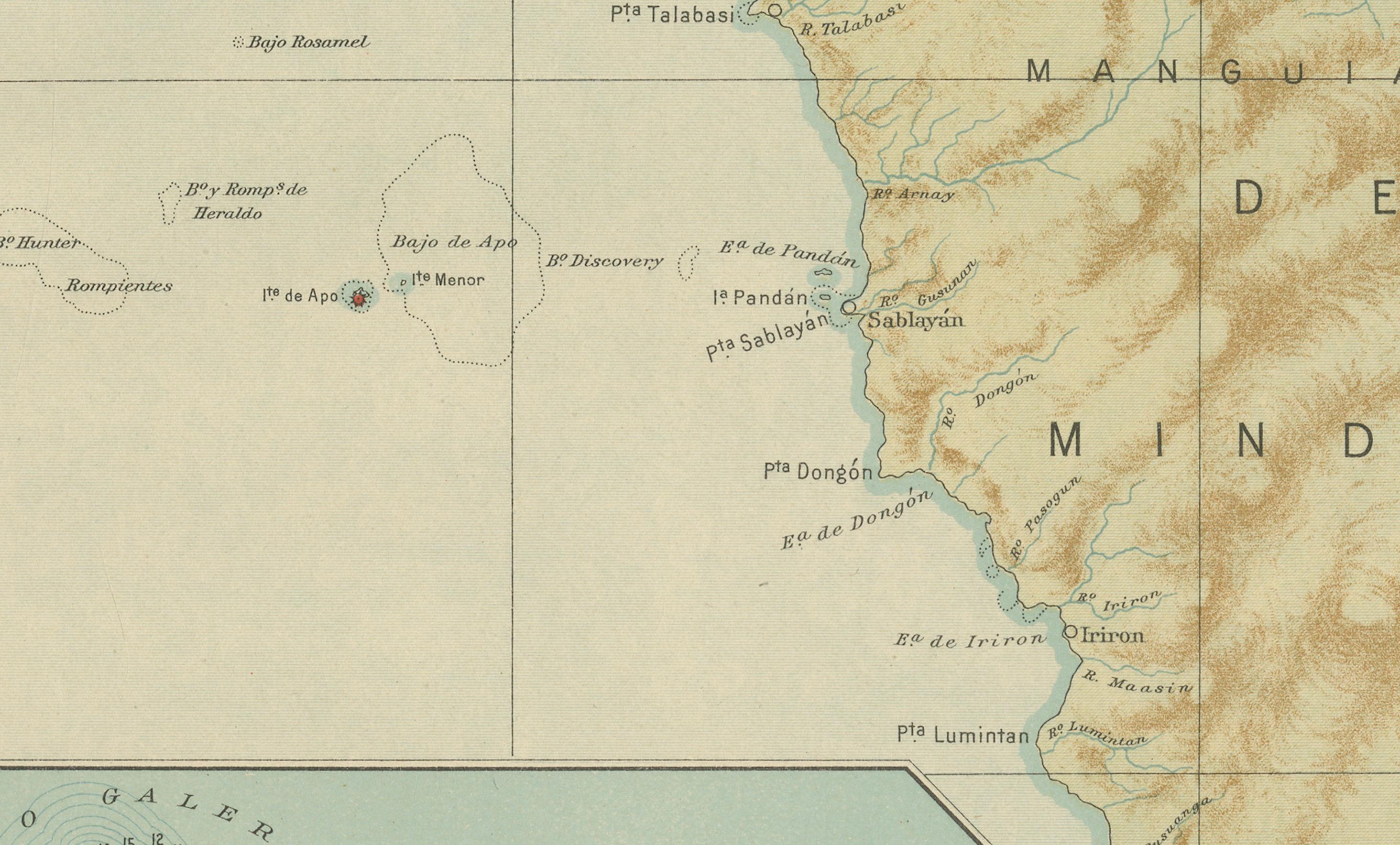 Late 19th Century Map of the Island of Mindoro – Observatorio de Manila, 1899 For Sale
