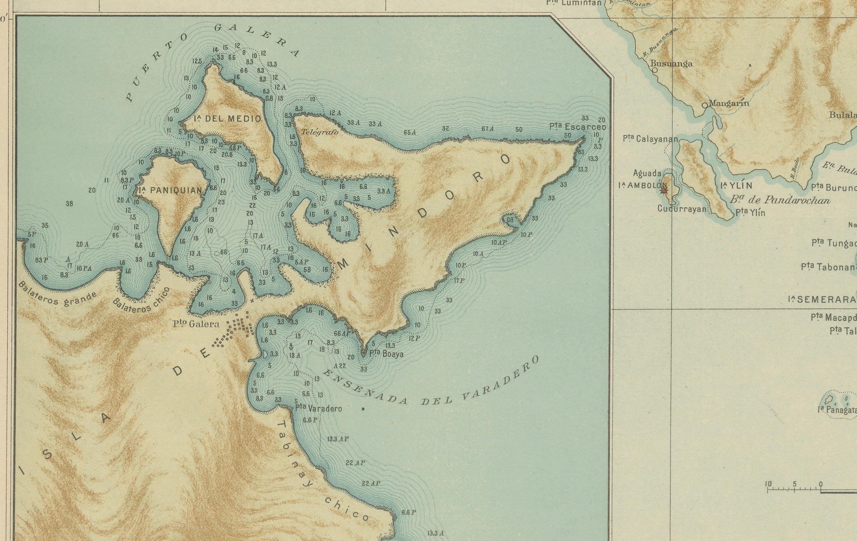 Paper Map of the Island of Mindoro – Observatorio de Manila, 1899 For Sale