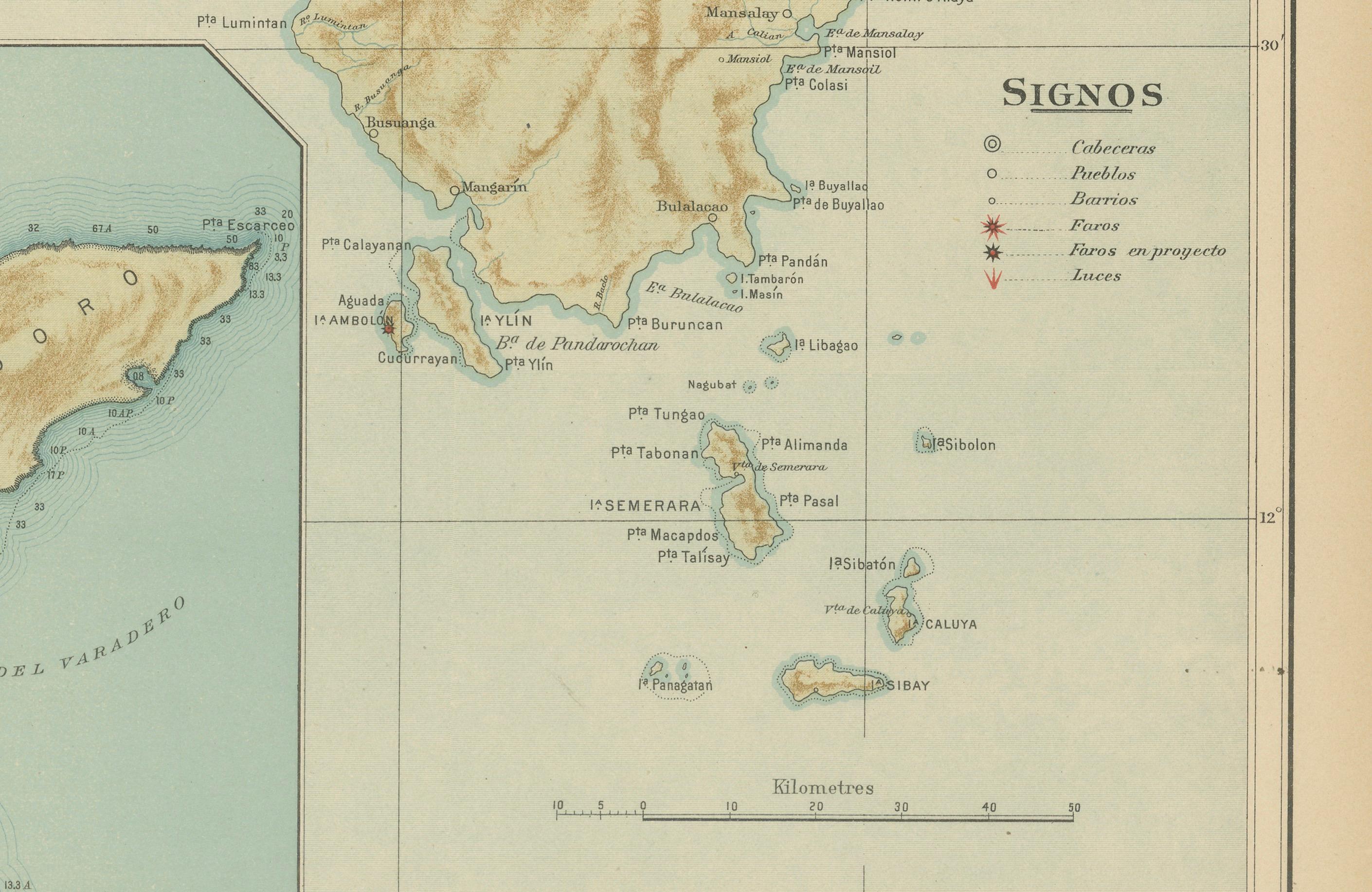 Map of the Island of Mindoro – Observatorio de Manila, 1899 For Sale 1