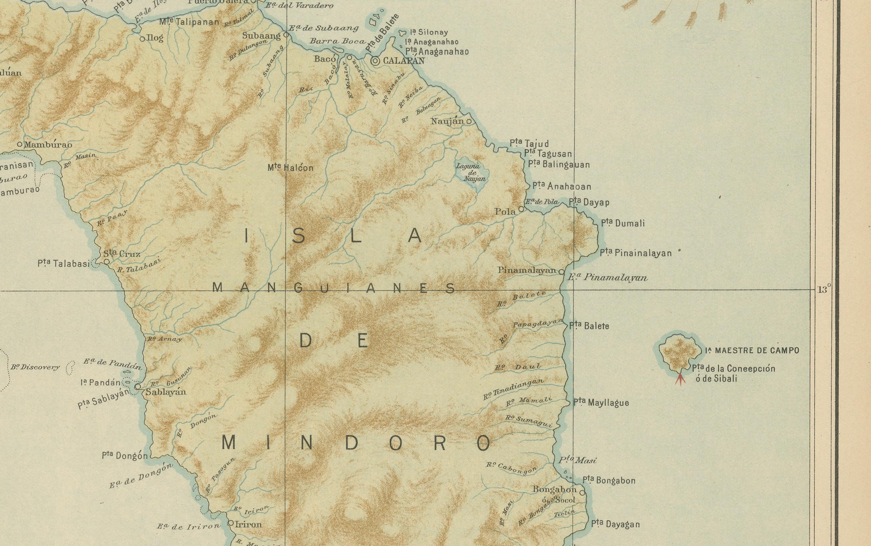 Map of the Island of Mindoro – Observatorio de Manila, 1899 For Sale 2