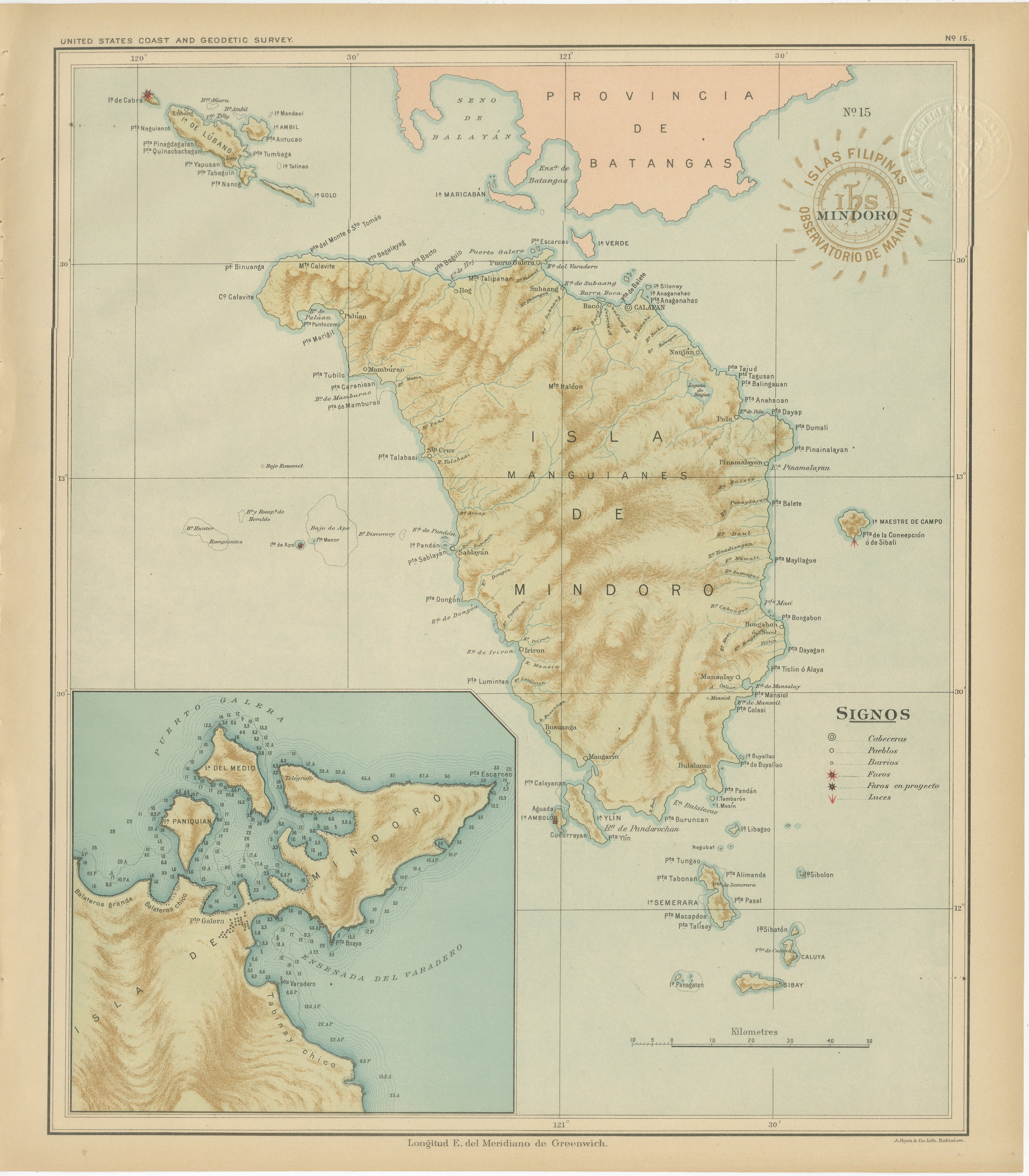 Map of the Island of Mindoro – Observatorio de Manila, 1899