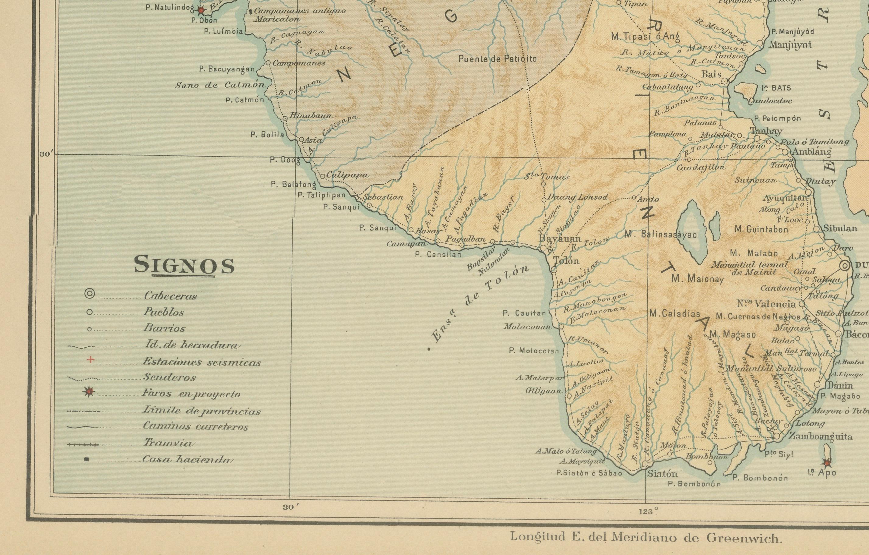 Title: Map of the Island of Negros – Observatorio de Manila, 1899

This superb chromolithographed map titled “Islas Filipinas – Isla de Negros” was created under the supervision of Rev. José Algué, S.J., Director of the Observatorio de Manila, and