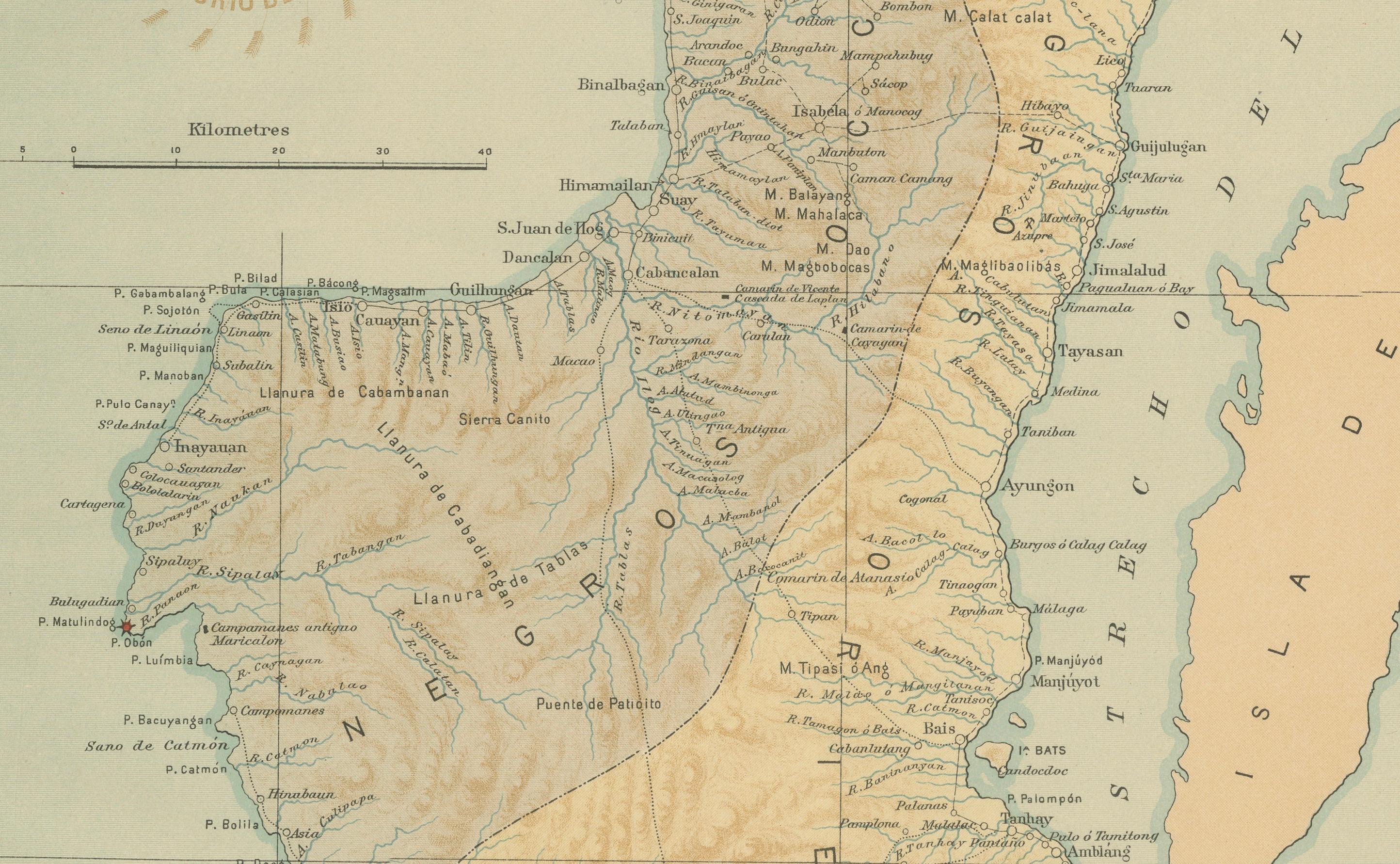 Map of the Island of Negros – Observatorio de Manila, 1899 In Good Condition For Sale In Langweer, NL