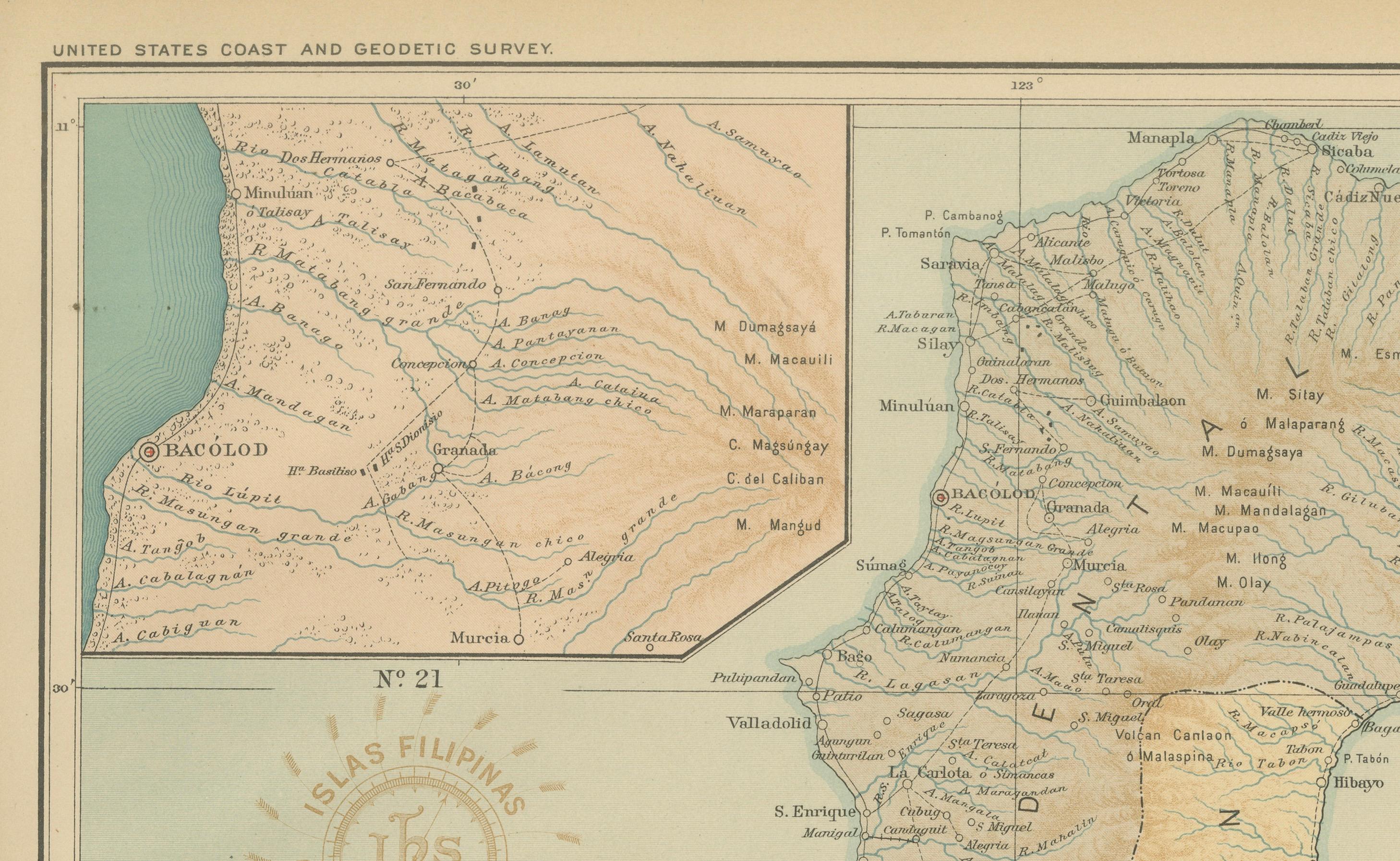 Map of the Island of Negros – Observatorio de Manila, 1899 For Sale 1