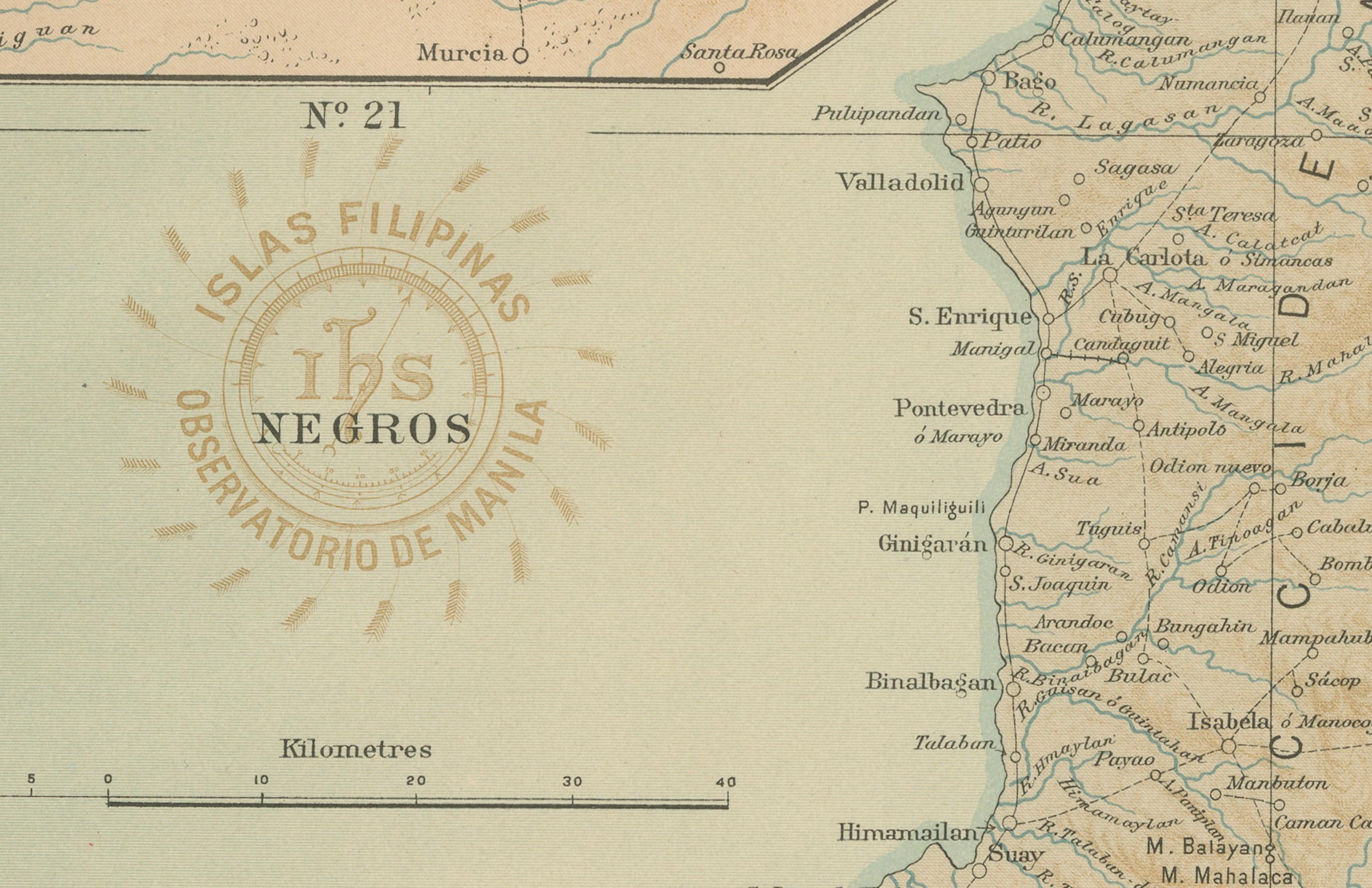 Map of the Island of Negros – Observatorio de Manila, 1899 For Sale 2