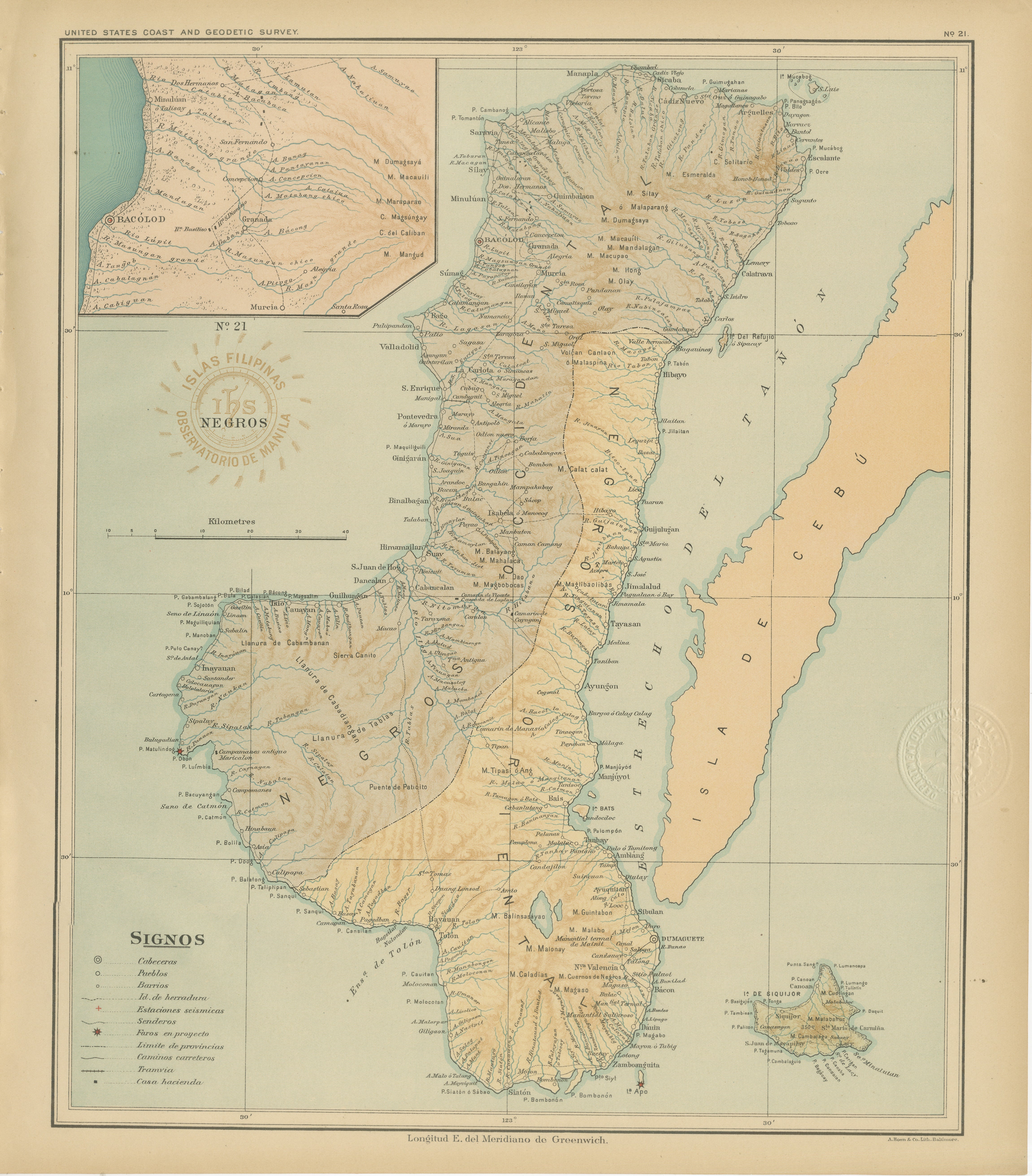 Map of the Island of Negros – Observatorio de Manila, 1899