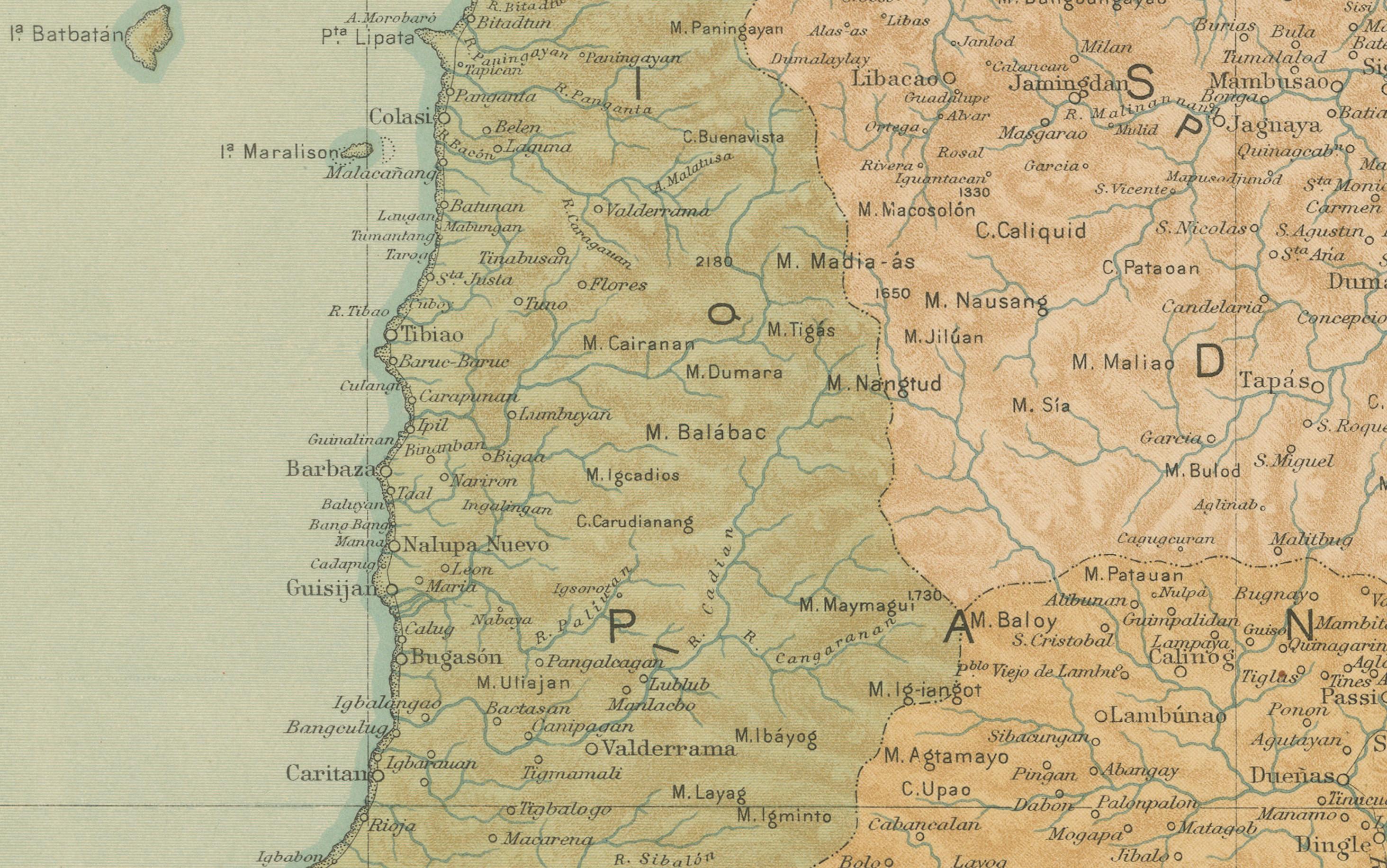 Map of the Island of Panay – Observatorio de Manila, 1899 In Good Condition For Sale In Langweer, NL